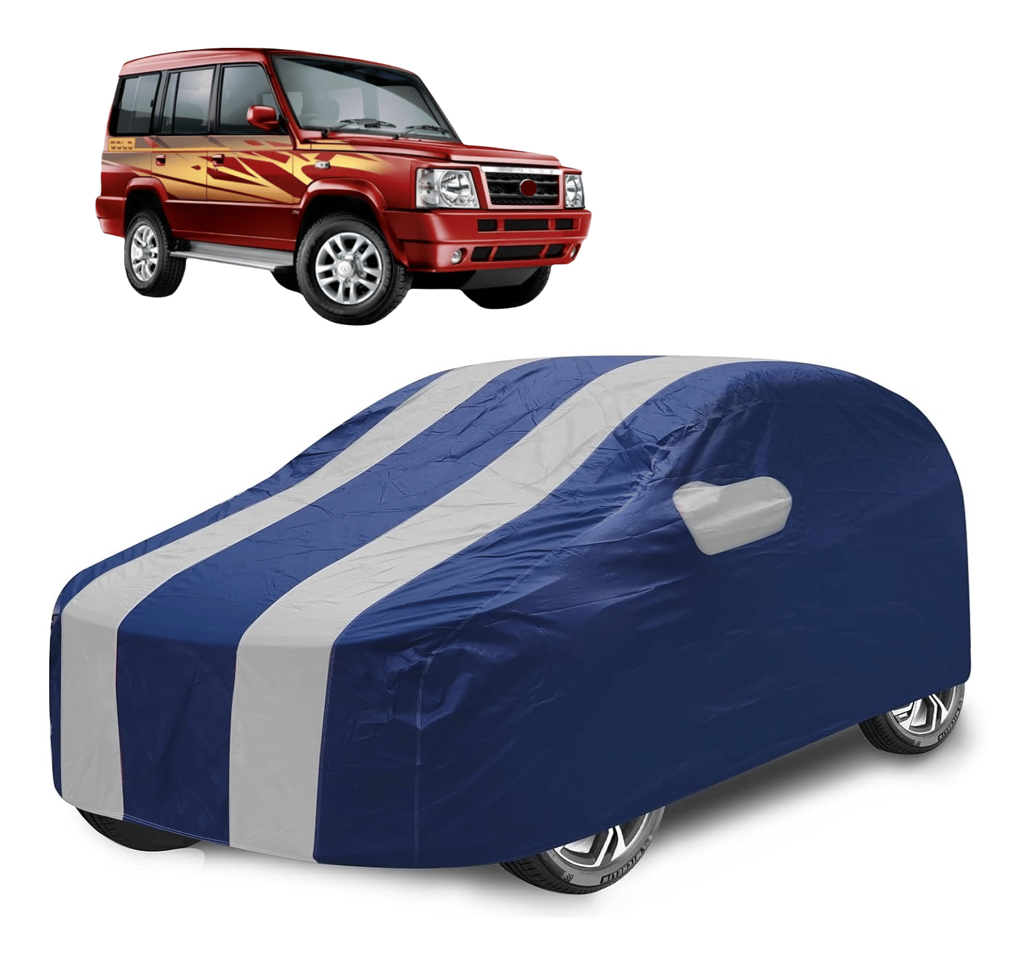     			Mockhe Car Body Cover for Tata All Car Models With Mirror Pocket ( Pack of 1 ) , Silver