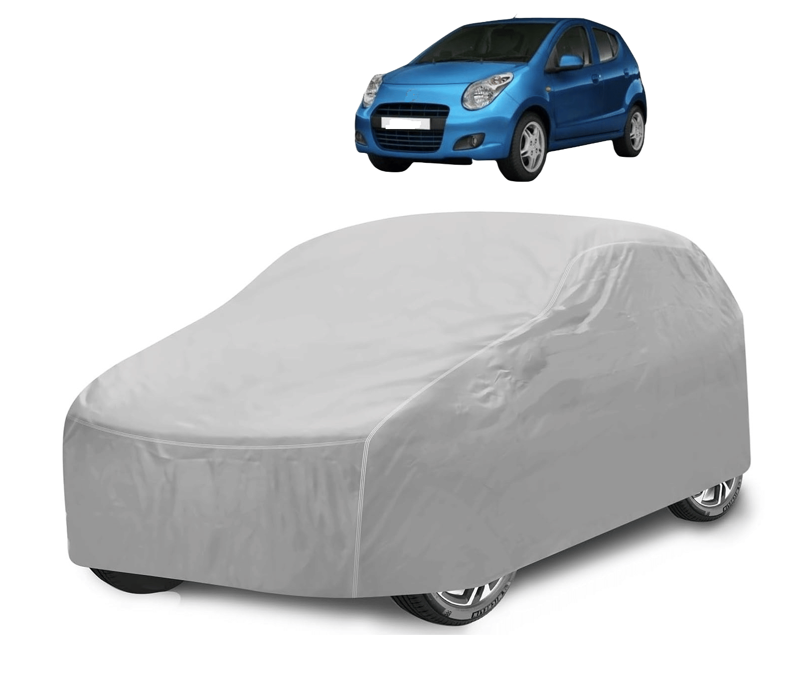     			Mockhe Car Body Cover for Maruti Suzuki All Car Models With Mirror Pocket ( Pack of 1 ) , Silver