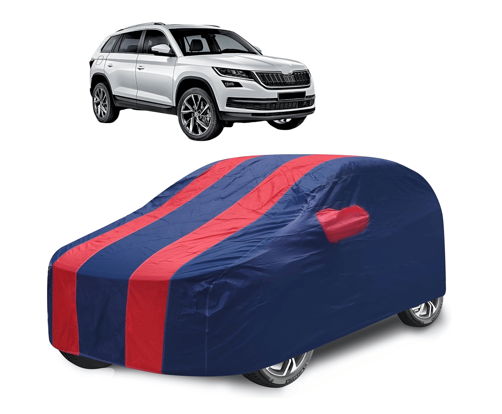     			Mockhe Car Body Cover for Skoda All Car Models With Mirror Pocket ( Pack of 1 ) , Red