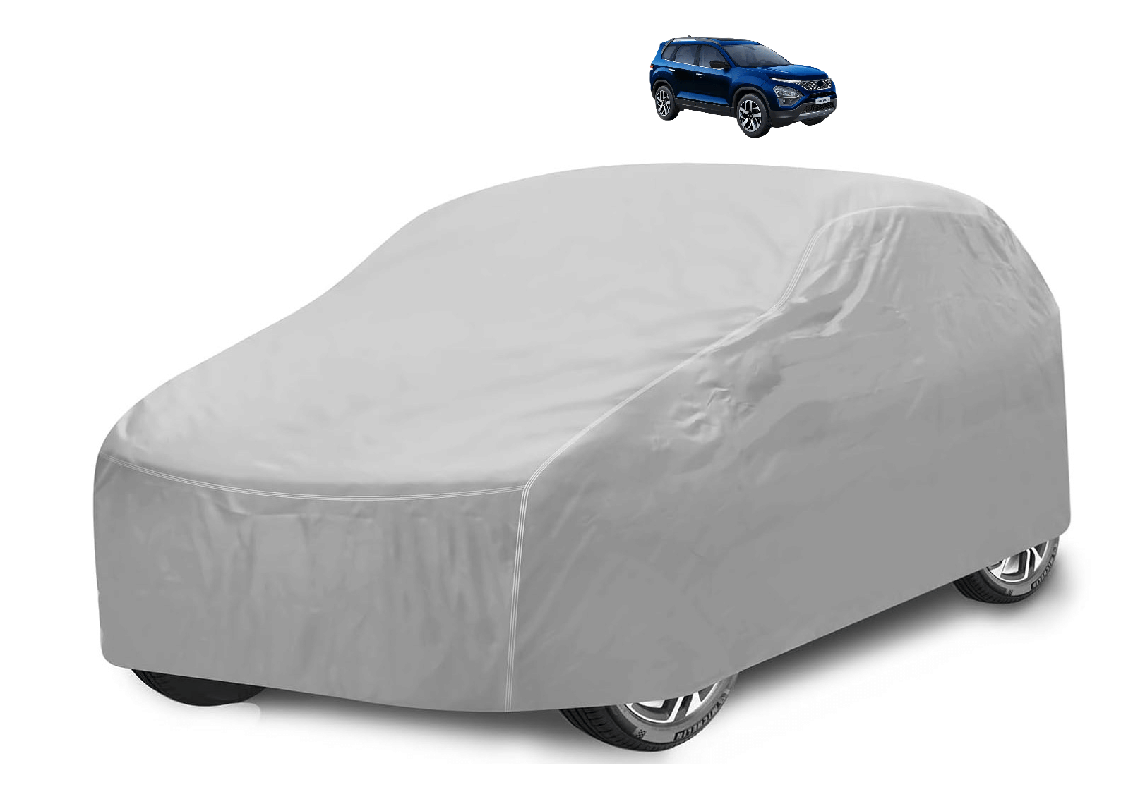     			Mockhe Car Body Cover for Tata All Car Models With Mirror Pocket ( Pack of 1 ) , Silver