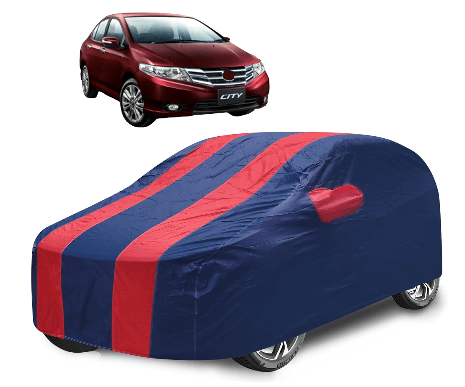     			Mockhe Car Body Cover for Honda All Car Models With Mirror Pocket ( Pack of 1 ) , Red
