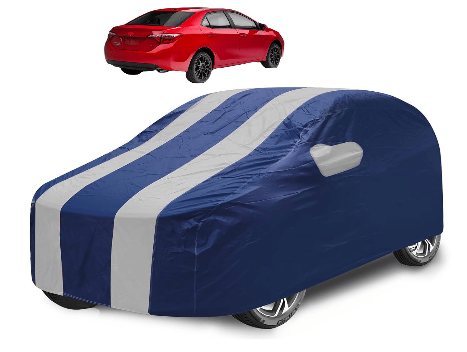     			Mockhe Car Body Cover for Toyota All Car Models With Mirror Pocket ( Pack of 1 ) , Silver