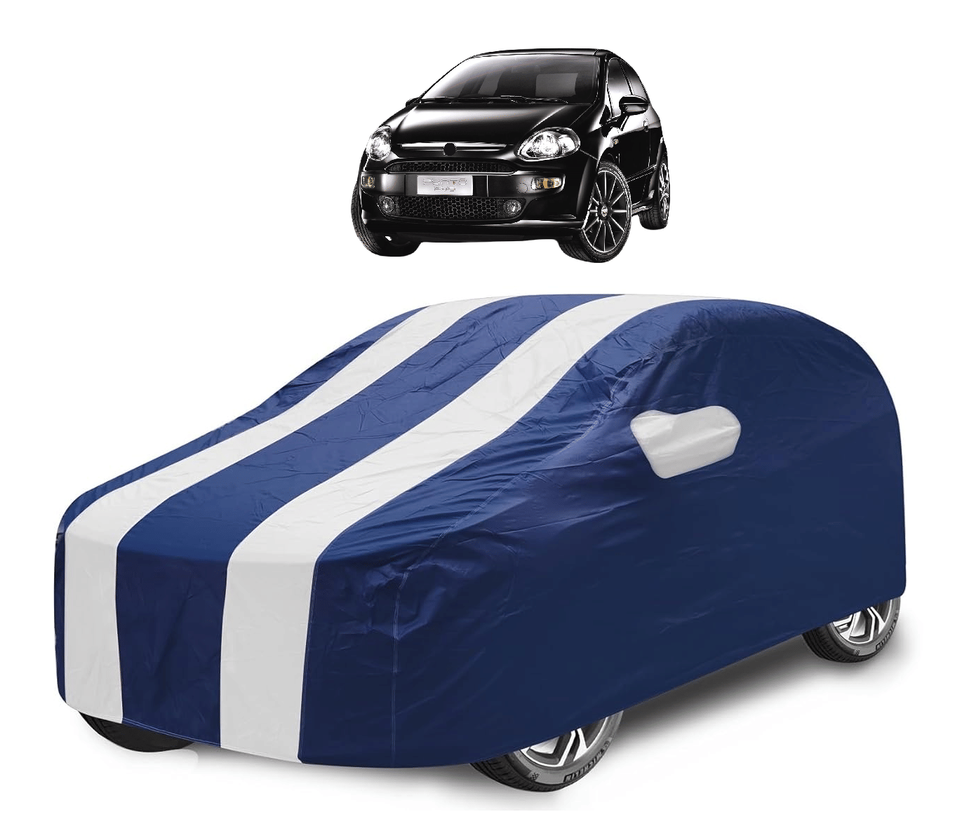     			Mockhe Car Body Cover for Fiat All Car Models With Mirror Pocket ( Pack of 1 ) , White