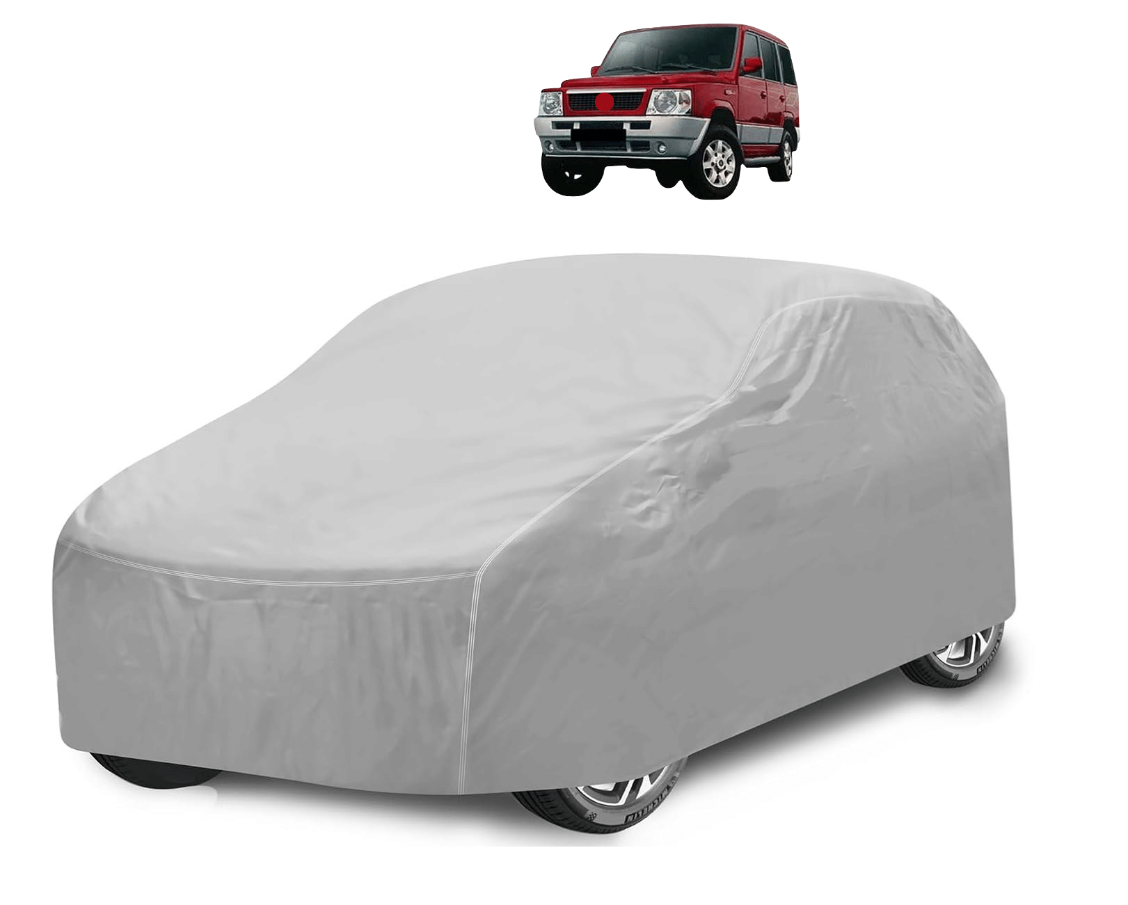     			Mockhe Car Body Cover for Tata All Car Models With Mirror Pocket ( Pack of 1 ) , Silver