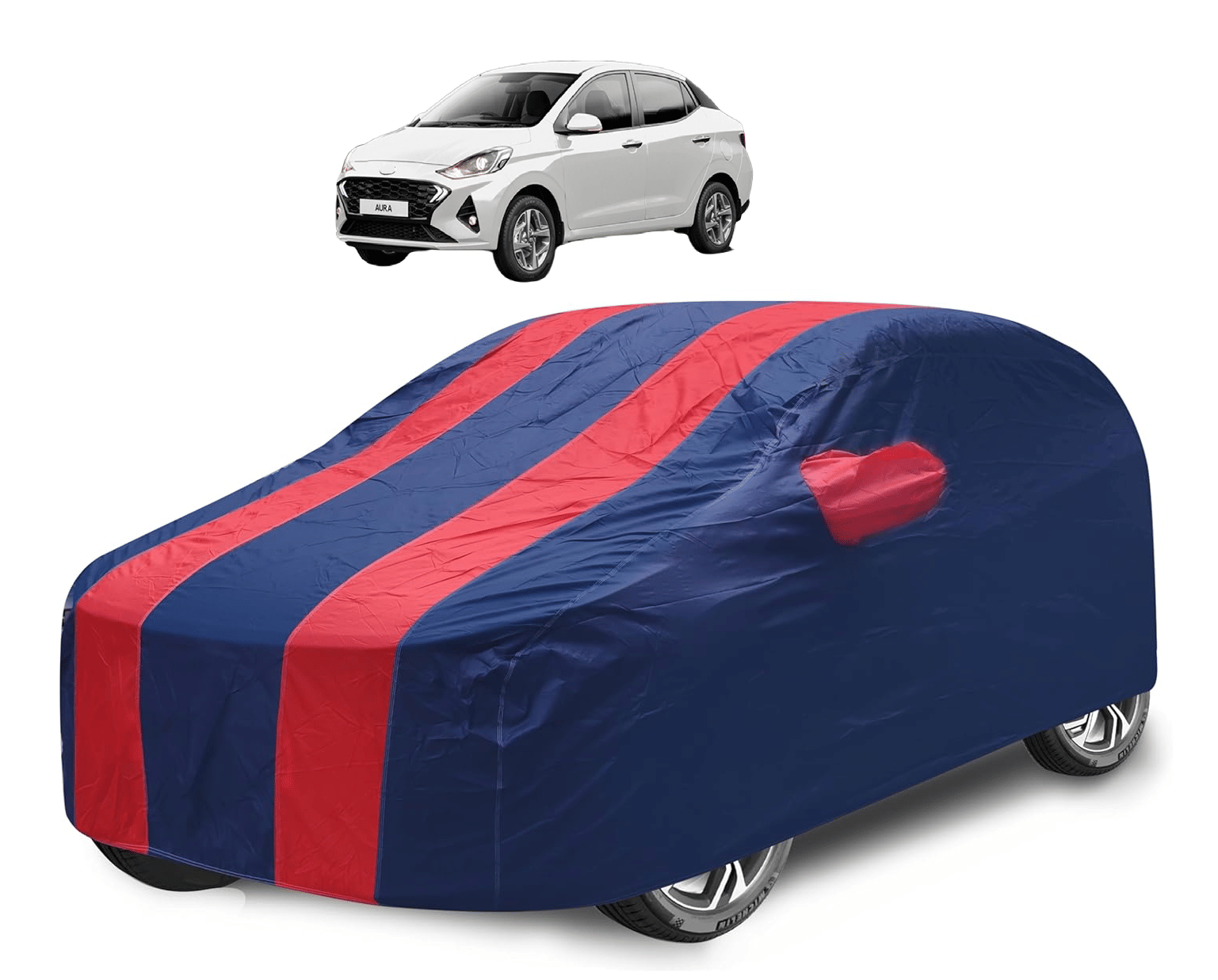     			Mockhe Car Body Cover for Hyundai All Car Models With Mirror Pocket ( Pack of 1 ) , Red