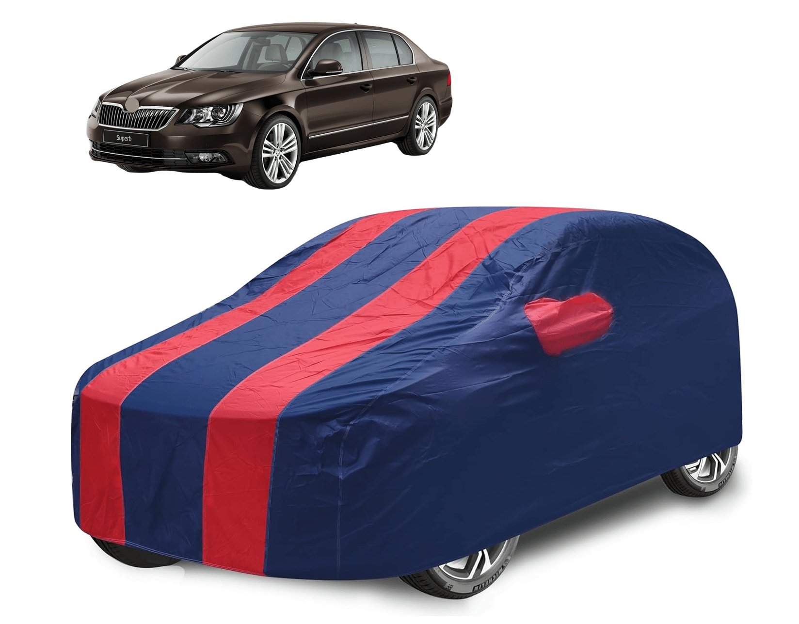     			Mockhe Car Body Cover for Skoda All Car Models With Mirror Pocket ( Pack of 1 ) , Red