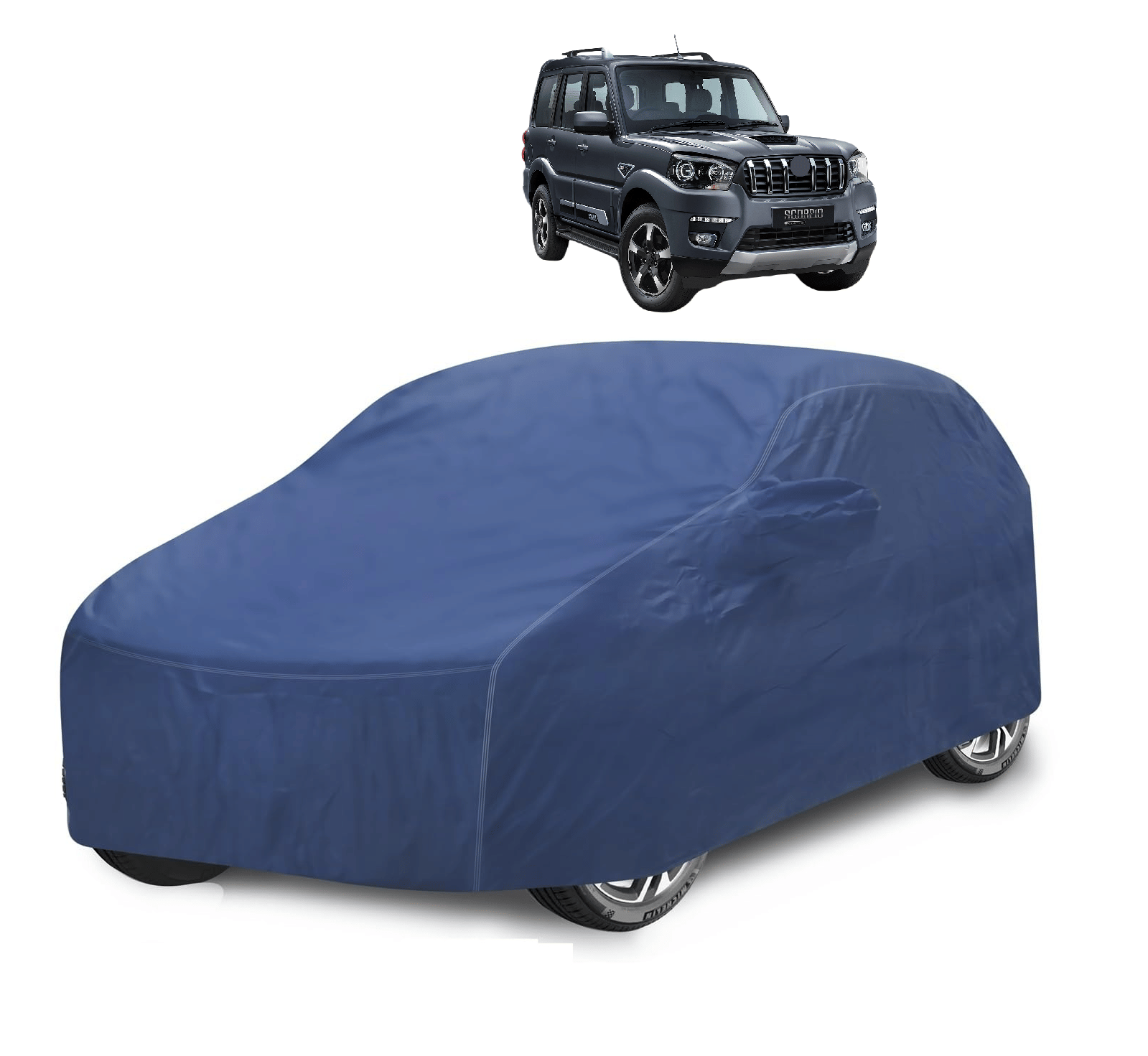     			Mockhe Car Body Cover for Mahindra All Car Models With Mirror Pocket ( Pack of 1 ) , Blue