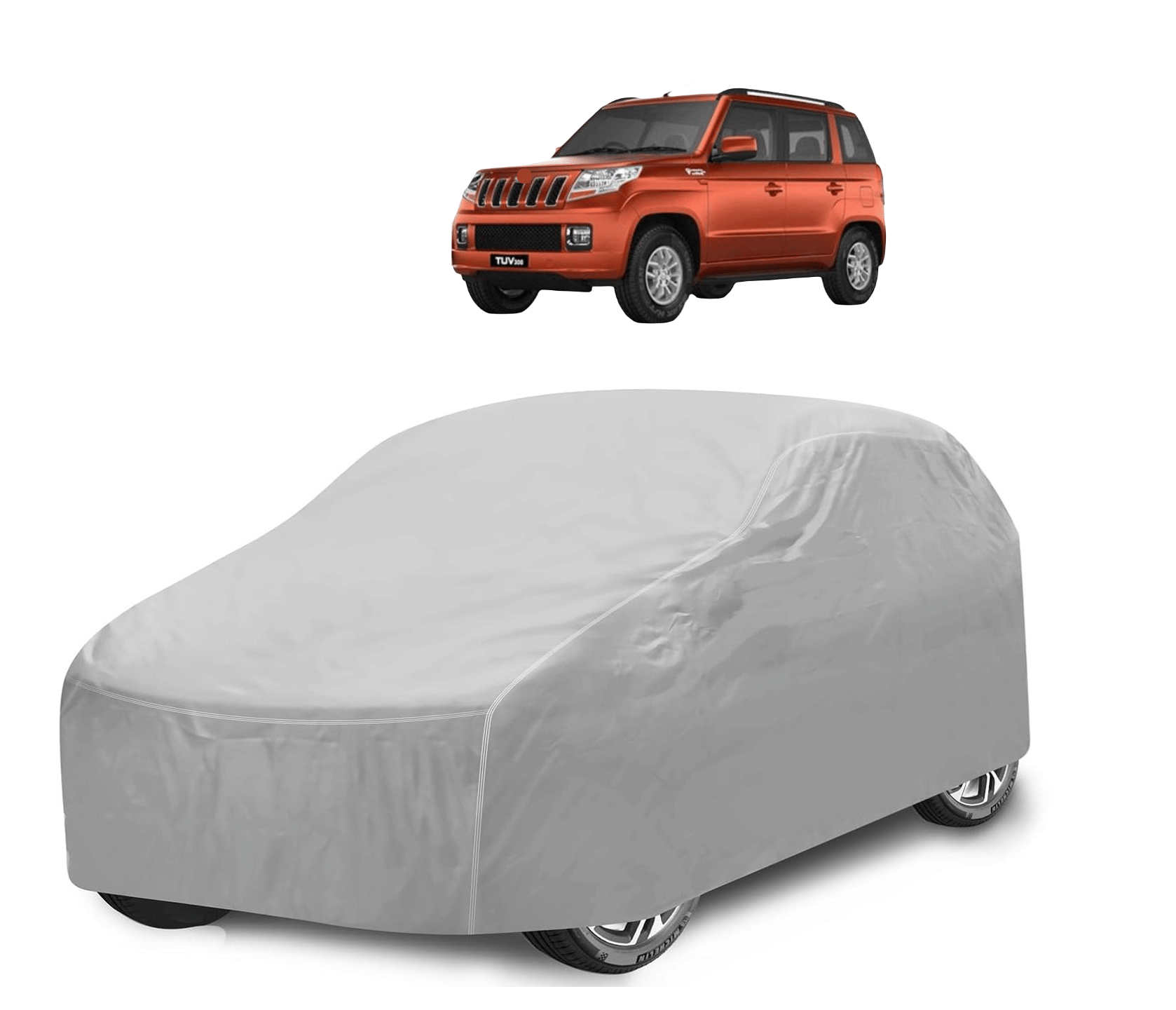    			Mockhe Car Body Cover for Mahindra All Car Models With Mirror Pocket ( Pack of 1 ) , Silver