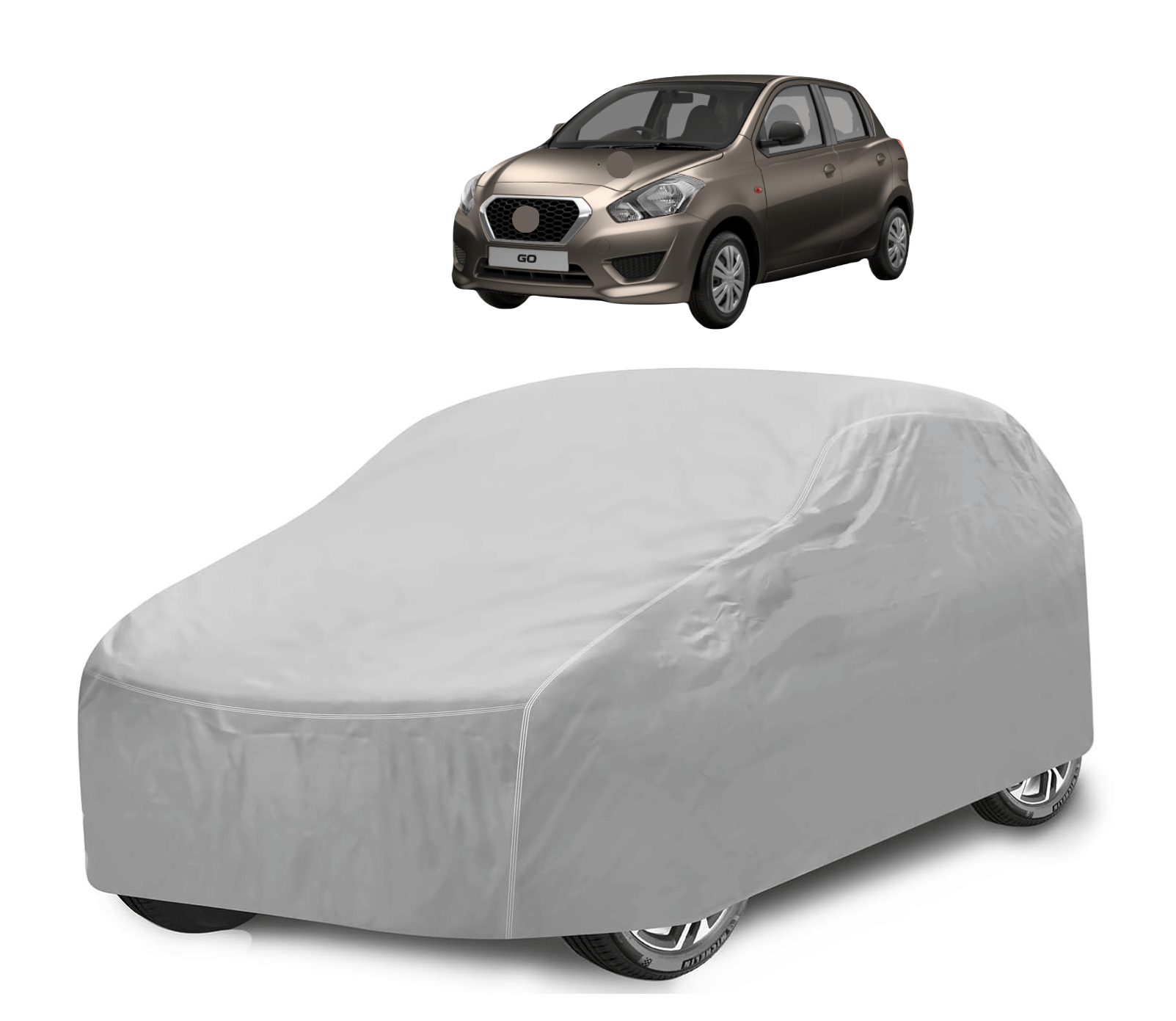     			Mockhe Car Body Cover for Datsun All Car Models With Mirror Pocket ( Pack of 1 ) , Silver