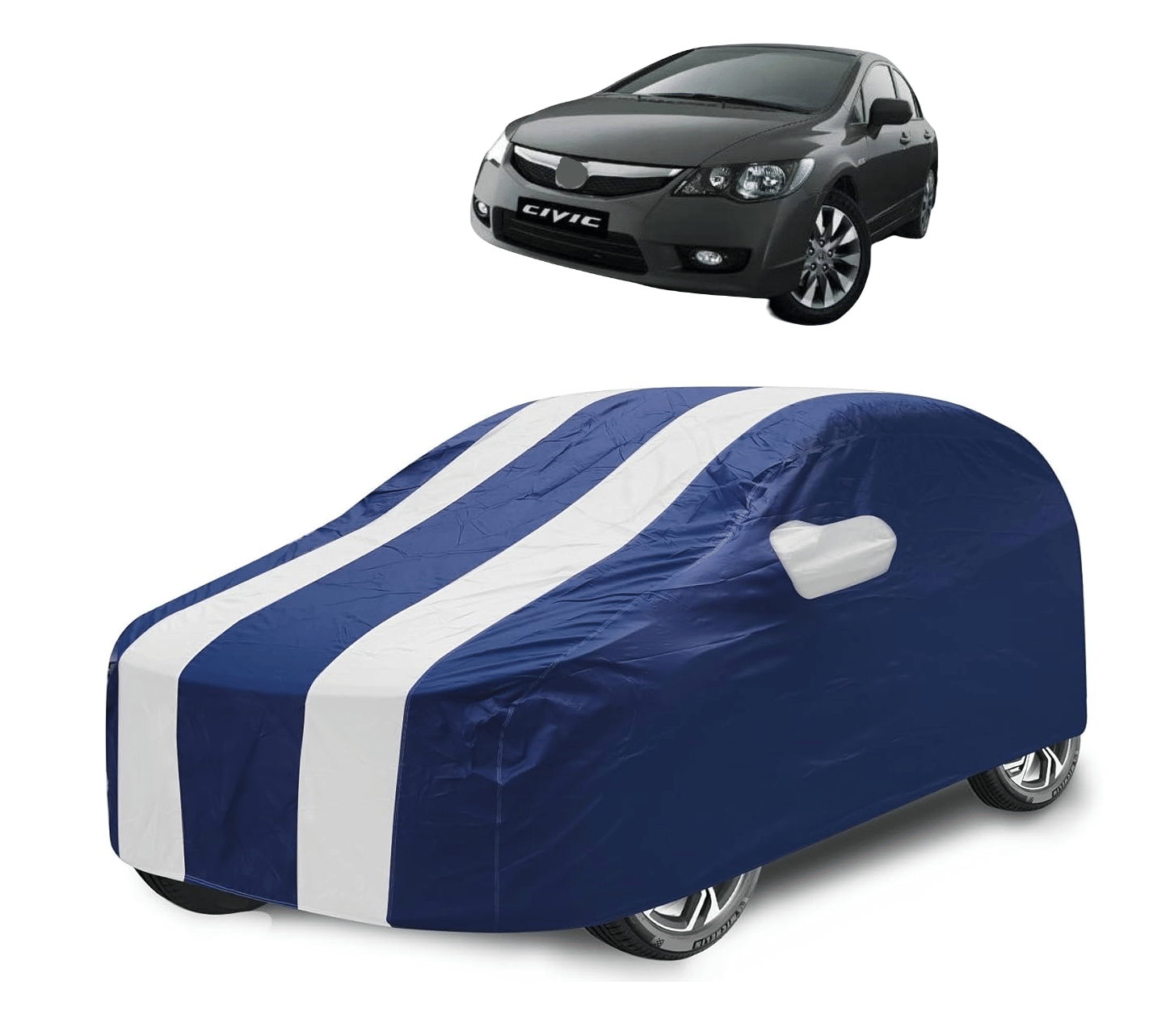     			Mockhe Car Body Cover for Honda All Car Models With Mirror Pocket ( Pack of 1 ) , White