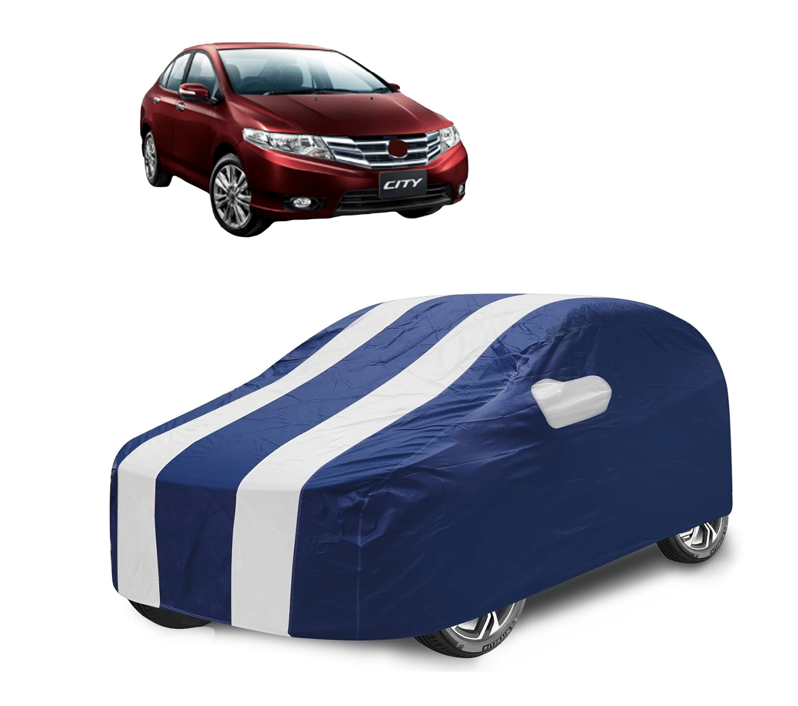     			Mockhe Car Body Cover for Honda All Car Models With Mirror Pocket ( Pack of 1 ) , White