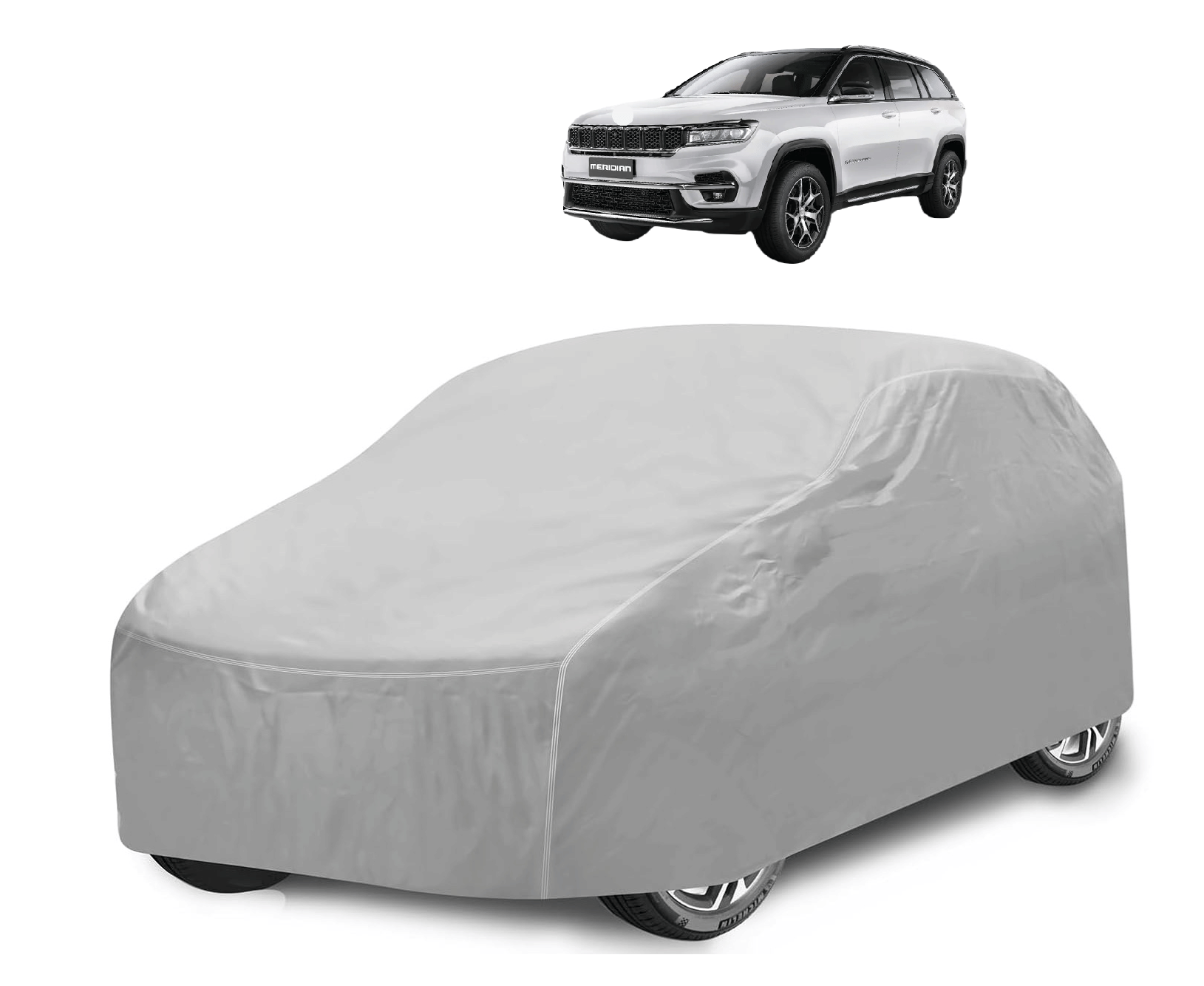     			Mockhe Car Body Cover for Jeep All Car Models With Mirror Pocket ( Pack of 1 ) , Silver