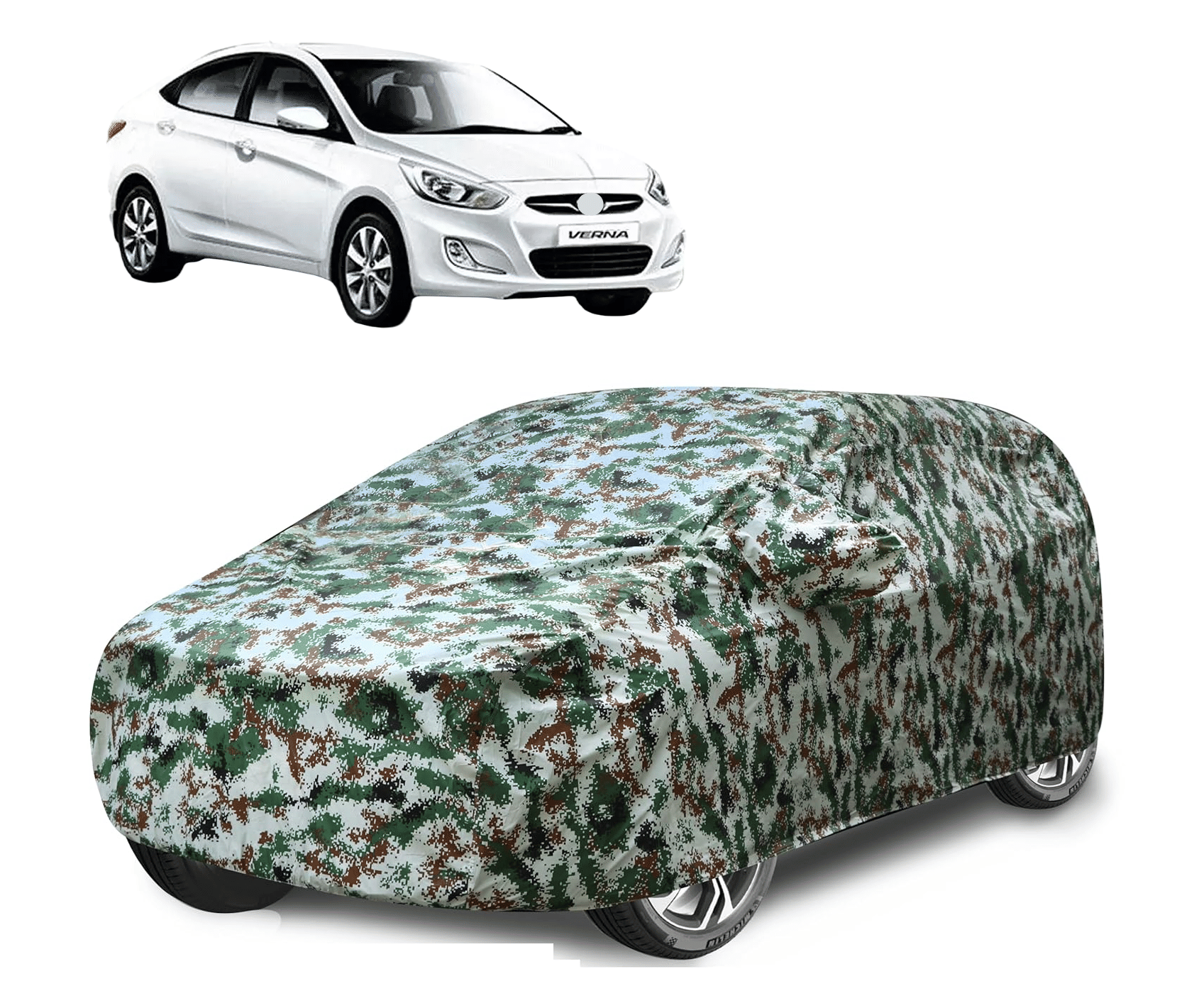     			Mockhe Car Body Cover for Hyundai All Car Models With Mirror Pocket ( Pack of 1 ) , Green