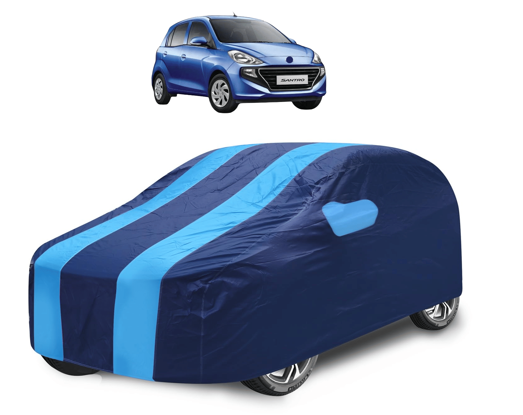     			Mockhe Car Body Cover for Hyundai All Car Models With Mirror Pocket ( Pack of 1 ) , Blue