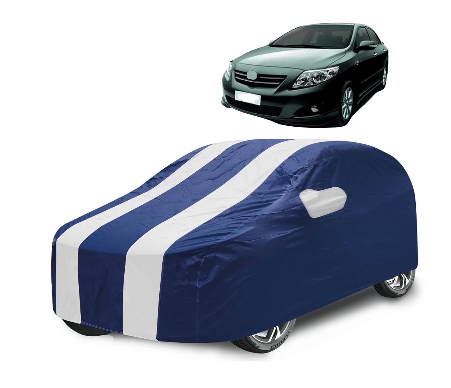     			Mockhe Car Body Cover for Toyota All Car Models With Mirror Pocket ( Pack of 1 ) , White