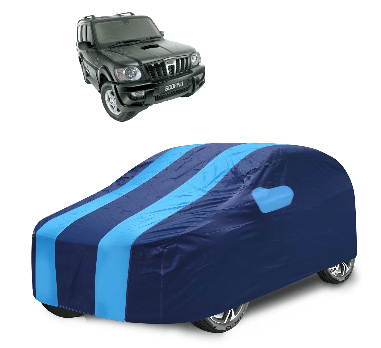     			Mockhe Car Body Cover for Mahindra All Car Models With Mirror Pocket ( Pack of 1 ) , Blue