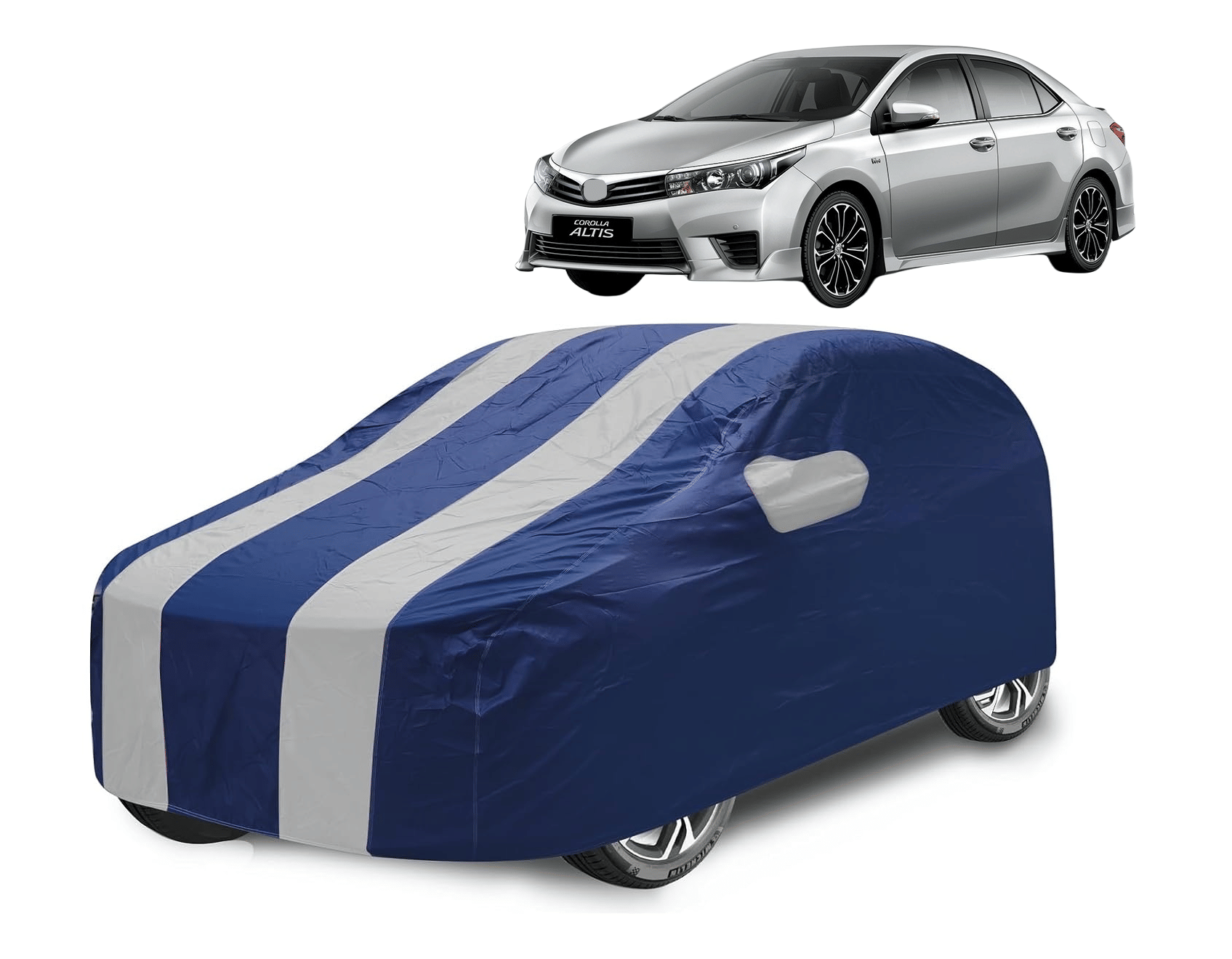     			Mockhe Car Body Cover for Toyota All Car Models With Mirror Pocket ( Pack of 1 ) , Silver