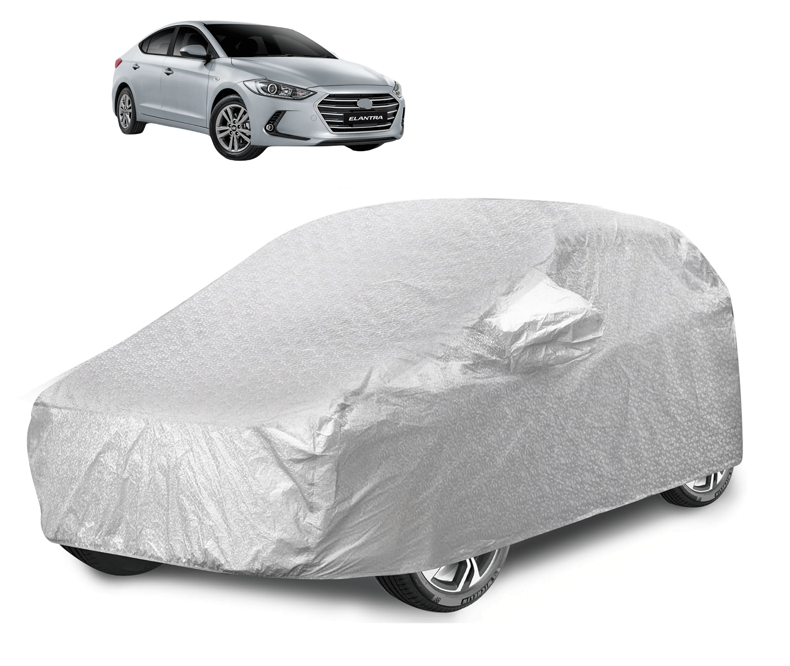     			Mockhe Car Body Cover for Hyundai All Car Models With Mirror Pocket ( Pack of 1 ) , Silver