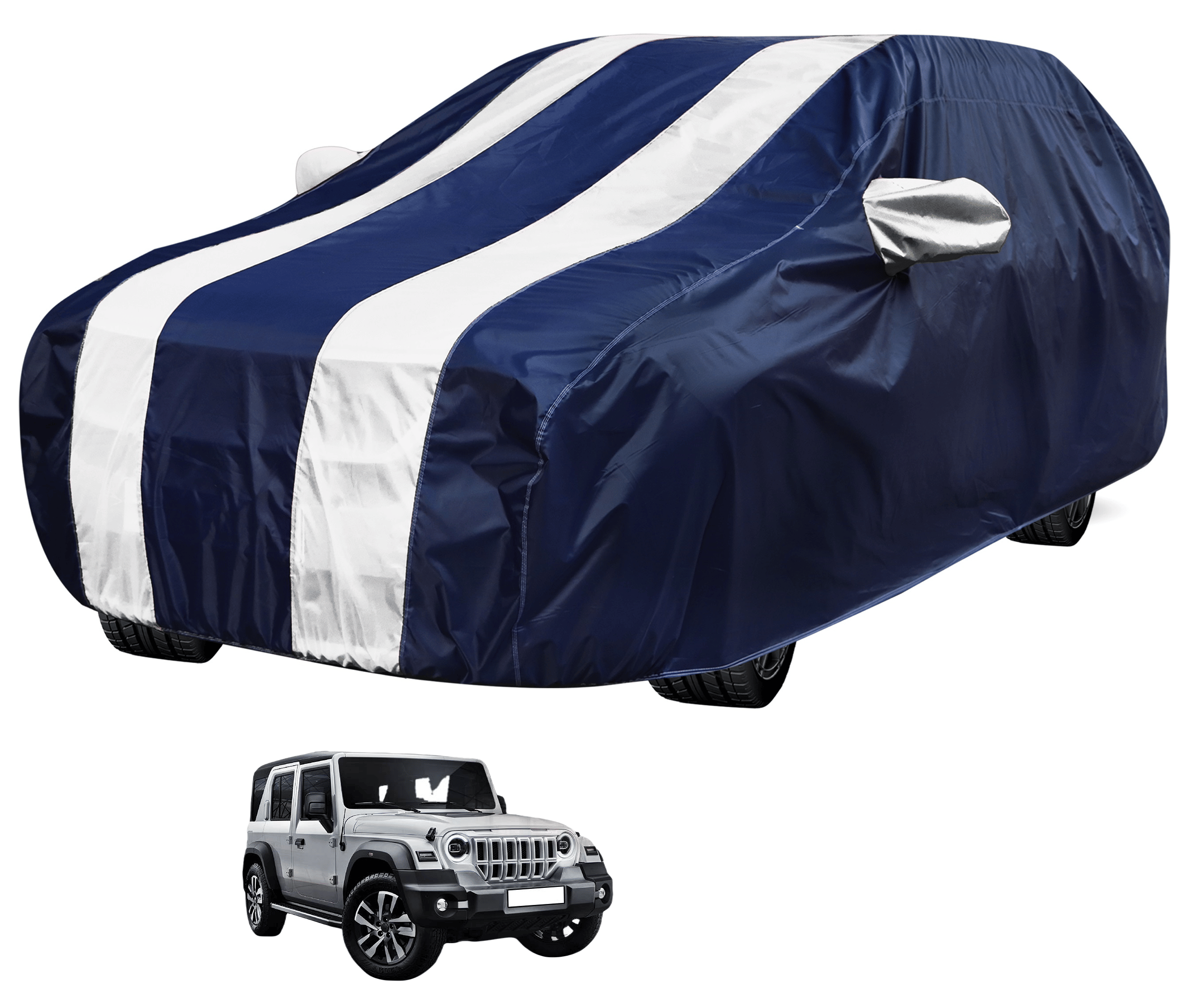     			Mockhe Car Body Cover for Mahindra All Car Models With Mirror Pocket ( Pack of 1 ) , White
