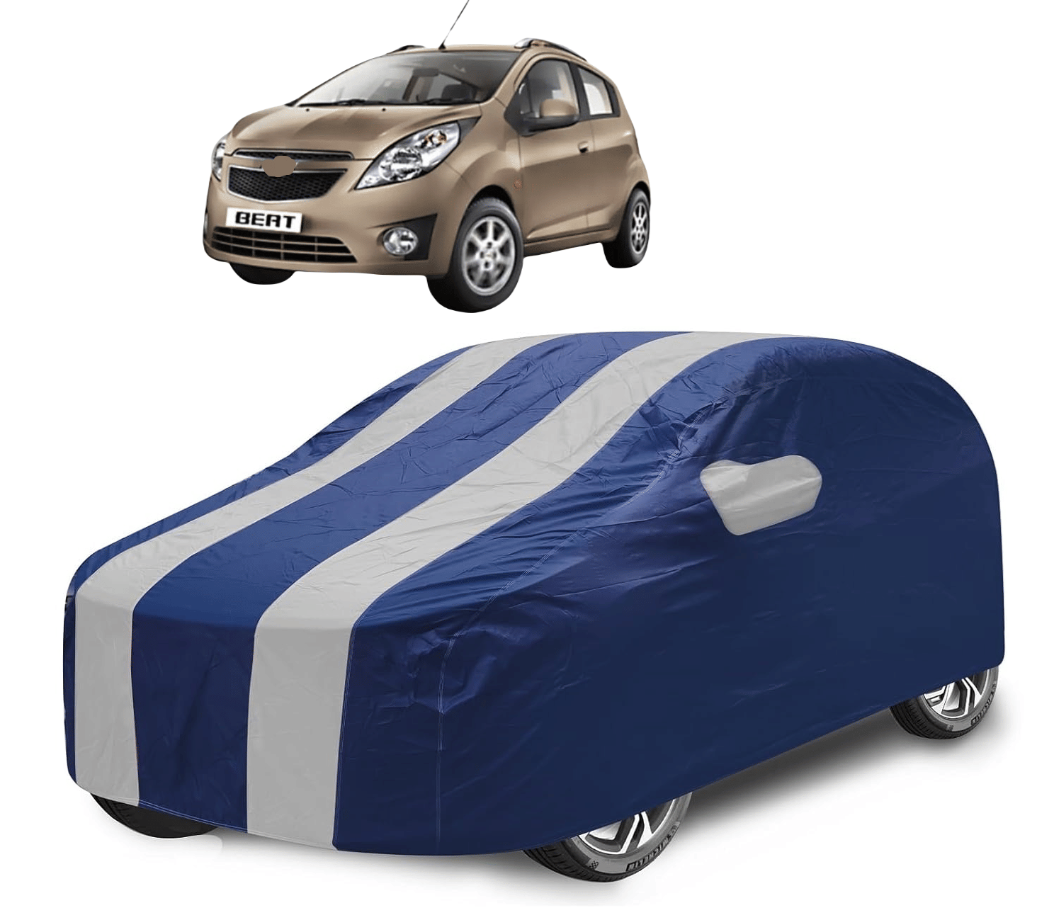    			Mockhe Car Body Cover for Chevrolet All Car Models With Mirror Pocket ( Pack of 1 ) , Silver