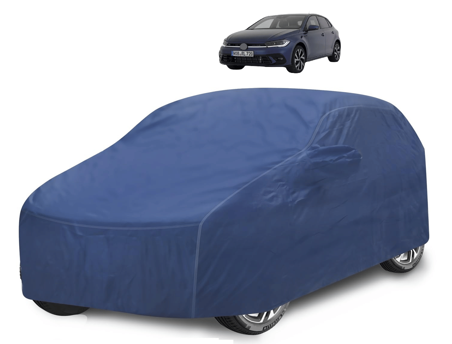     			Mockhe Car Body Cover for Volkswagen All Car Models With Mirror Pocket ( Pack of 1 ) , Blue