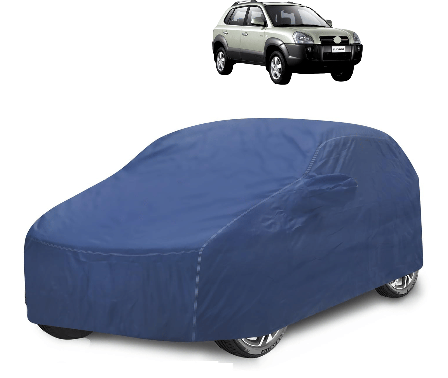     			Mockhe Car Body Cover for Hyundai All Car Models With Mirror Pocket ( Pack of 1 ) , Blue