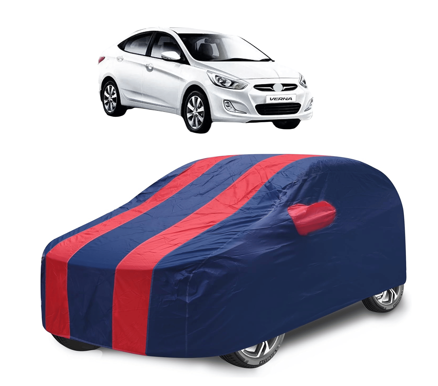     			Mockhe Car Body Cover for Hyundai All Car Models With Mirror Pocket ( Pack of 1 ) , Red