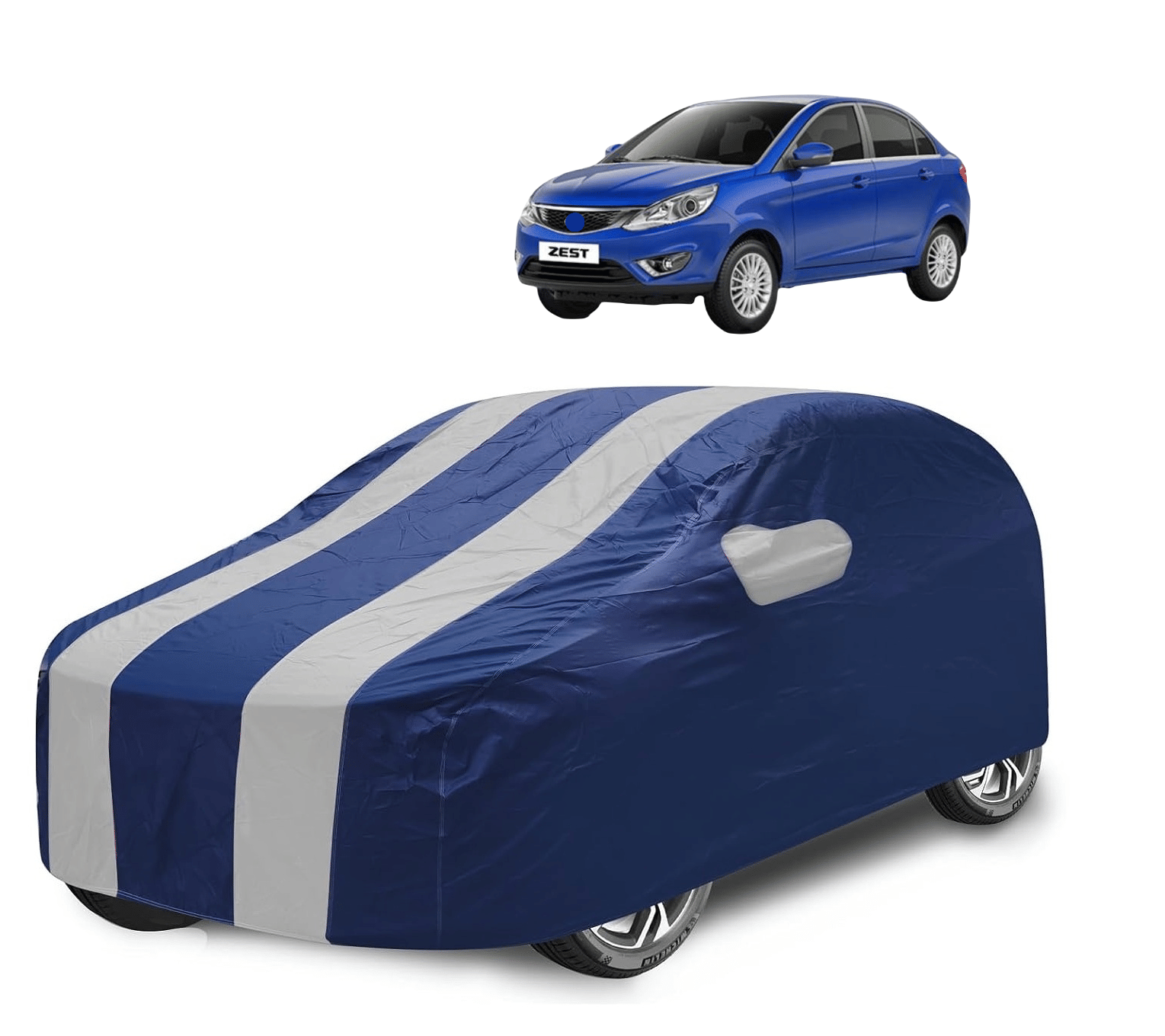     			Mockhe Car Body Cover for Tata All Car Models With Mirror Pocket ( Pack of 1 ) , Silver
