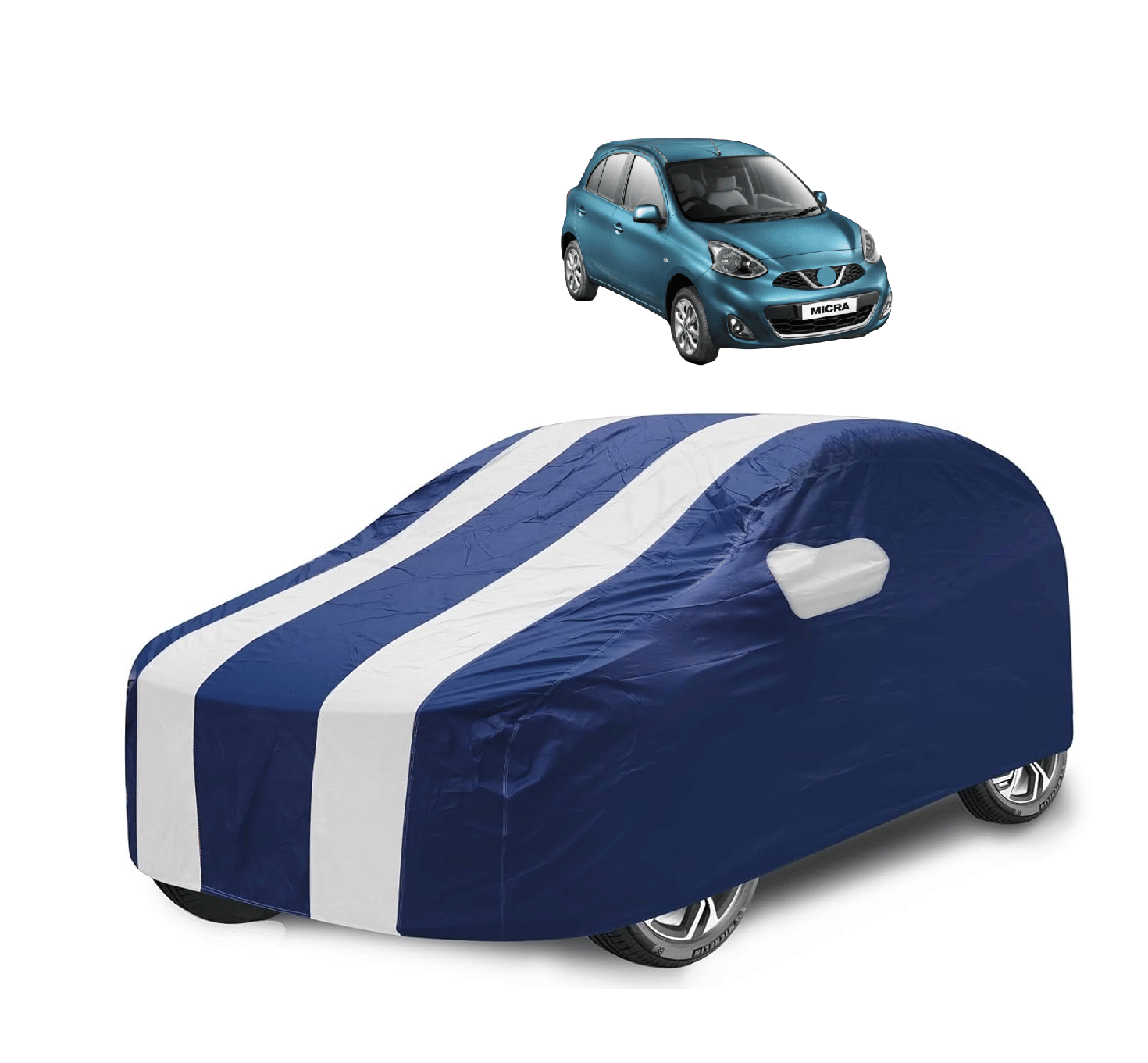     			Mockhe Car Body Cover for Nissan All Car Models With Mirror Pocket ( Pack of 1 ) , White