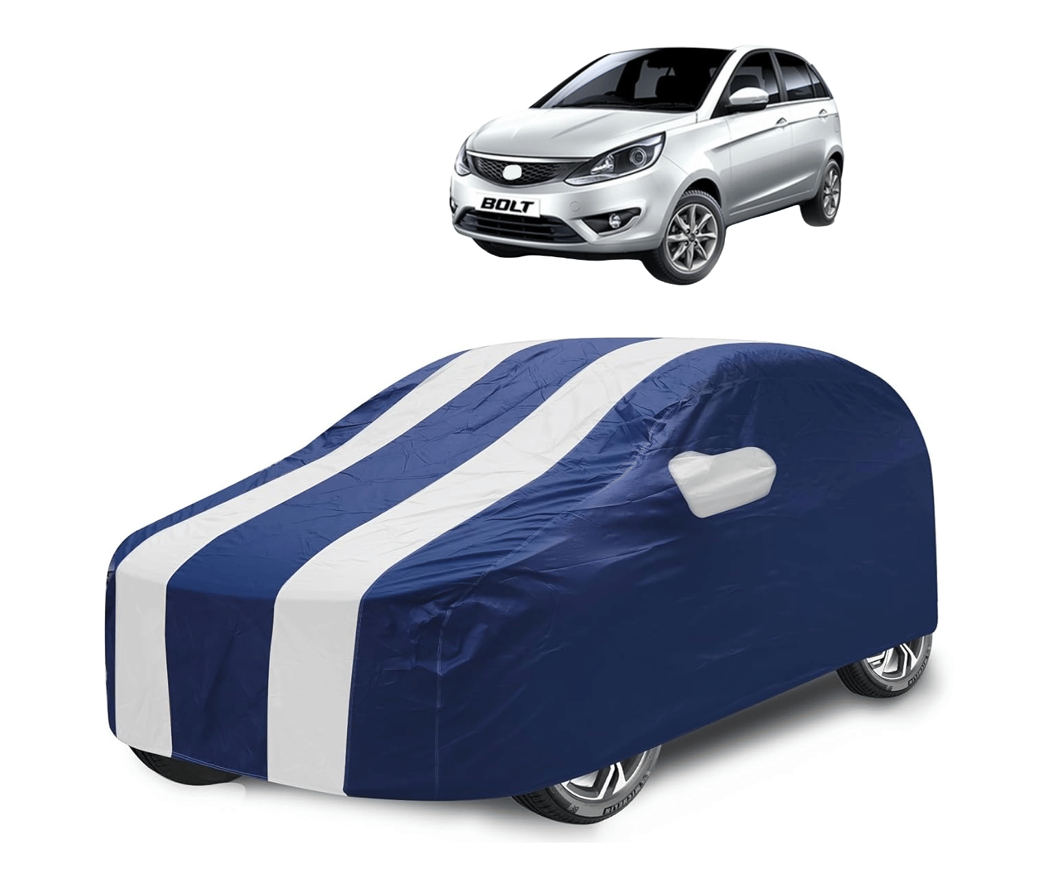     			Mockhe Car Body Cover for Tata All Car Models With Mirror Pocket ( Pack of 1 ) , White