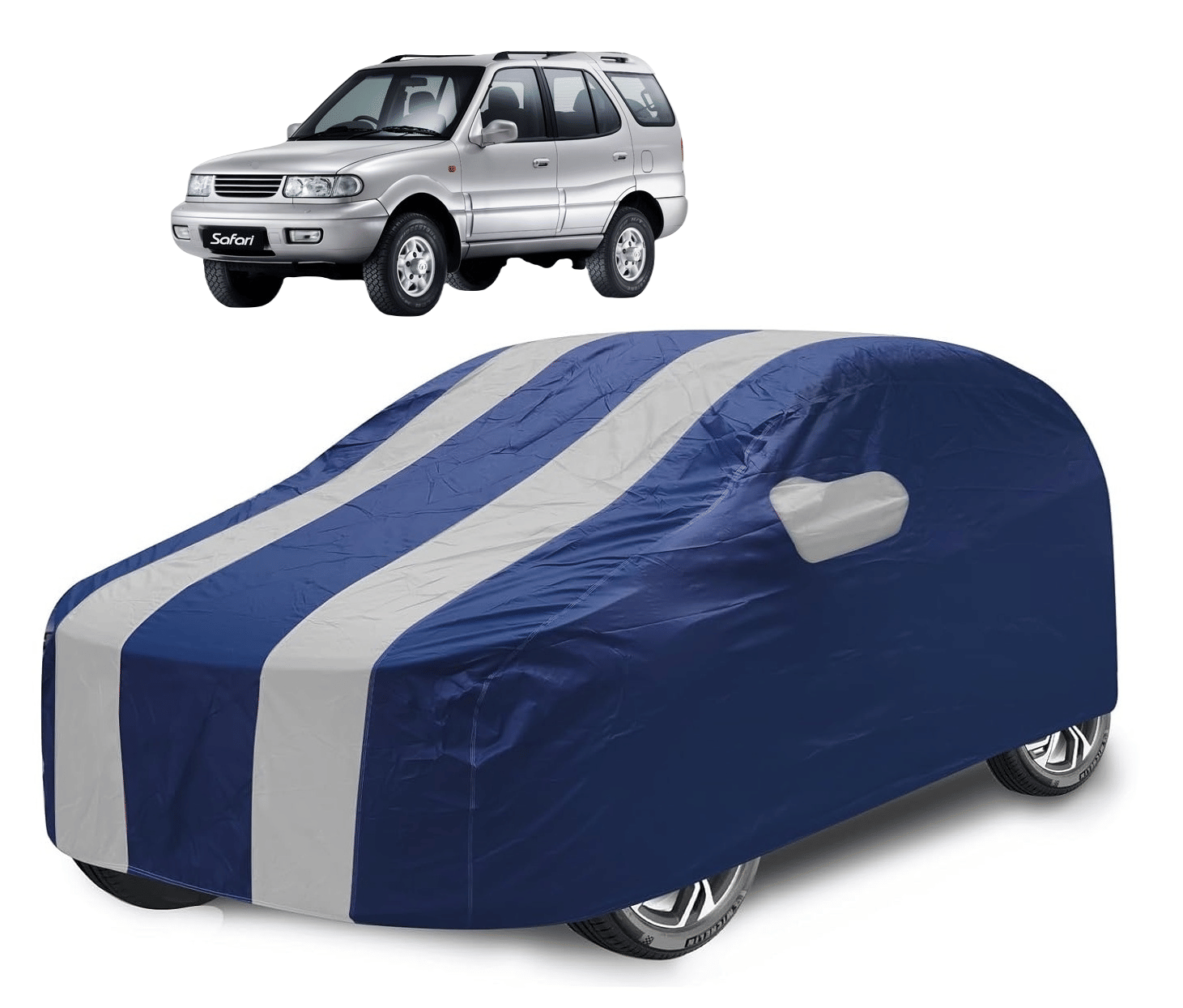     			Mockhe Car Body Cover for Tata All Car Models With Mirror Pocket ( Pack of 1 ) , Silver