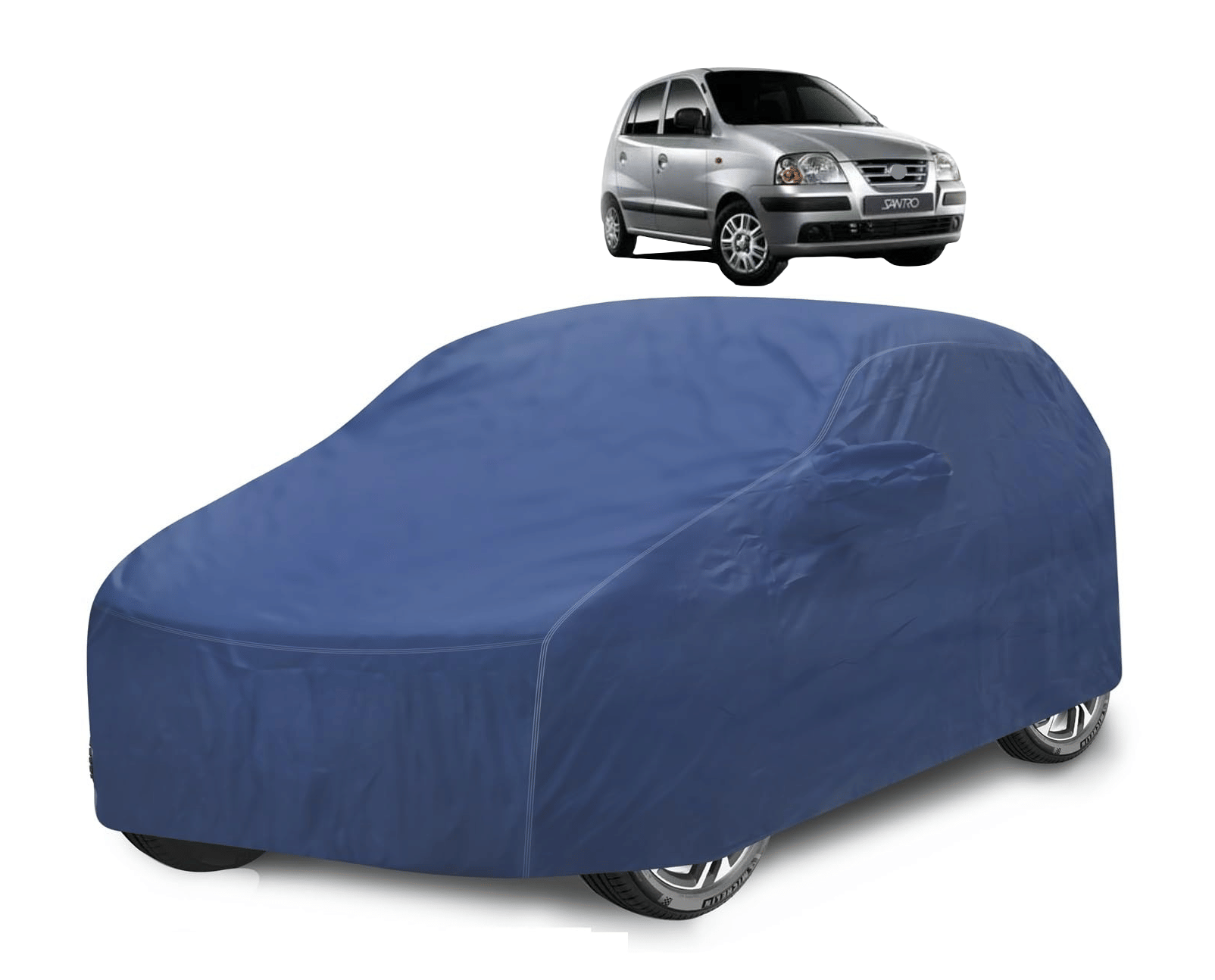     			Mockhe Car Body Cover for Hyundai All Car Models With Mirror Pocket ( Pack of 1 ) , Blue