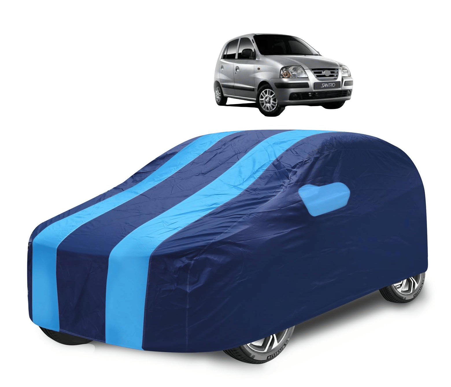     			Mockhe Car Body Cover for Hyundai All Car Models With Mirror Pocket ( Pack of 1 ) , Blue