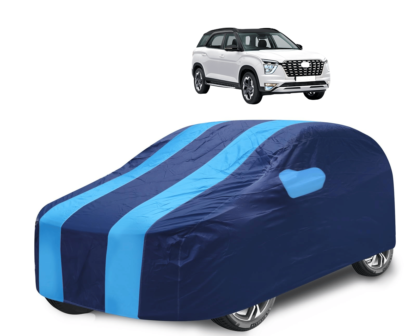     			Mockhe Car Body Cover for Hyundai All Car Models With Mirror Pocket ( Pack of 1 ) , Blue