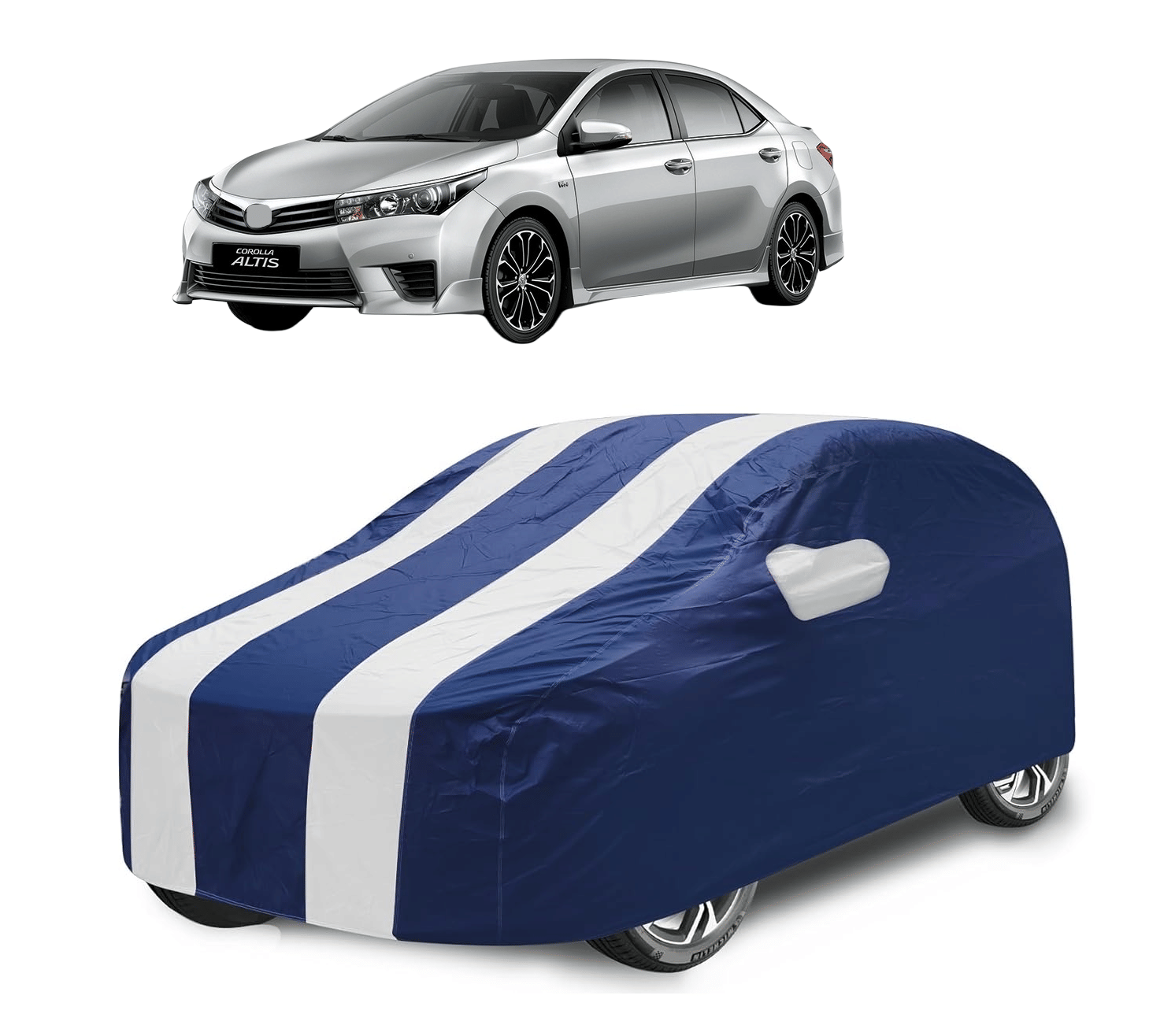     			Mockhe Car Body Cover for Toyota All Car Models With Mirror Pocket ( Pack of 1 ) , White