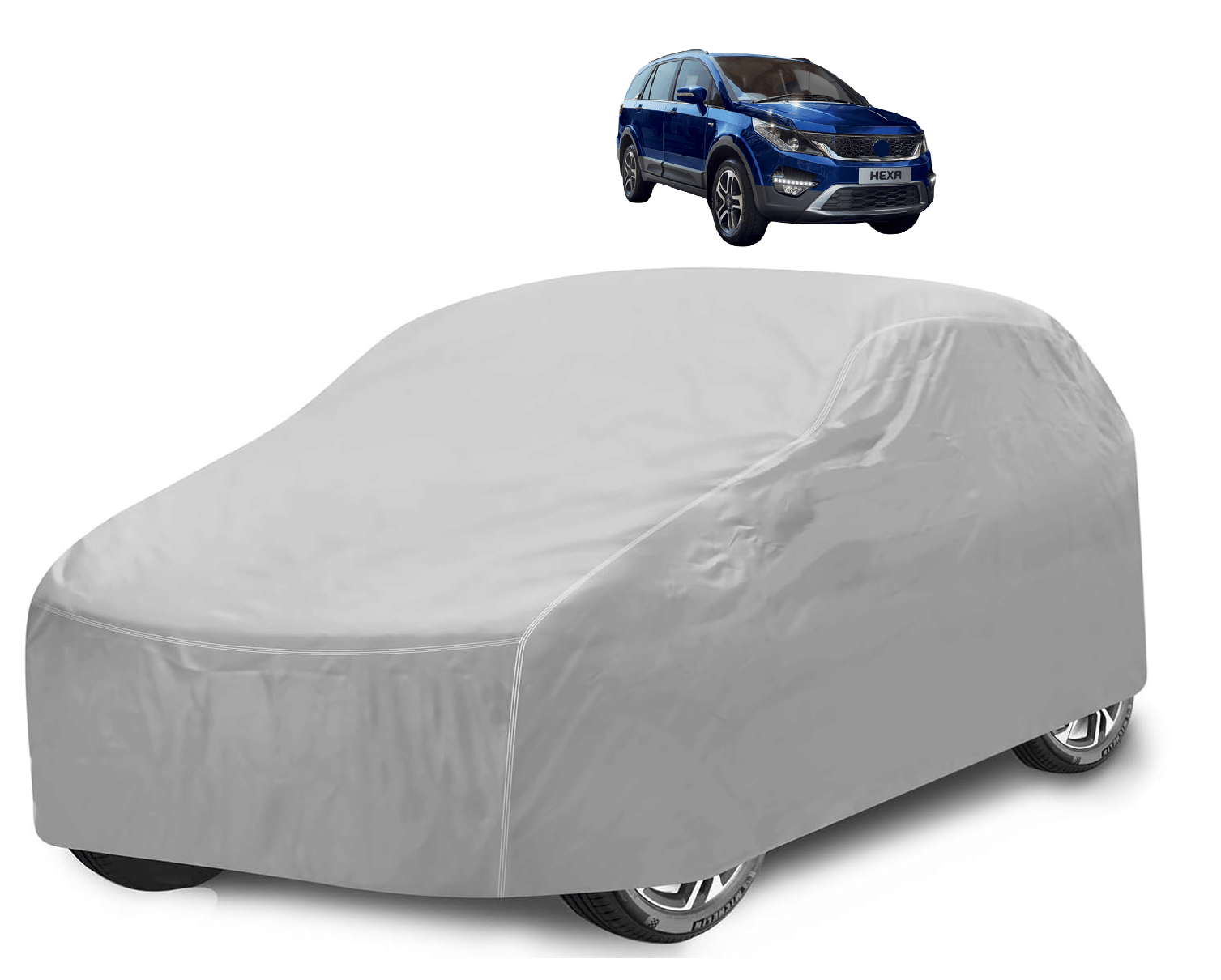     			Mockhe Car Body Cover for Tata All Car Models With Mirror Pocket ( Pack of 1 ) , Silver