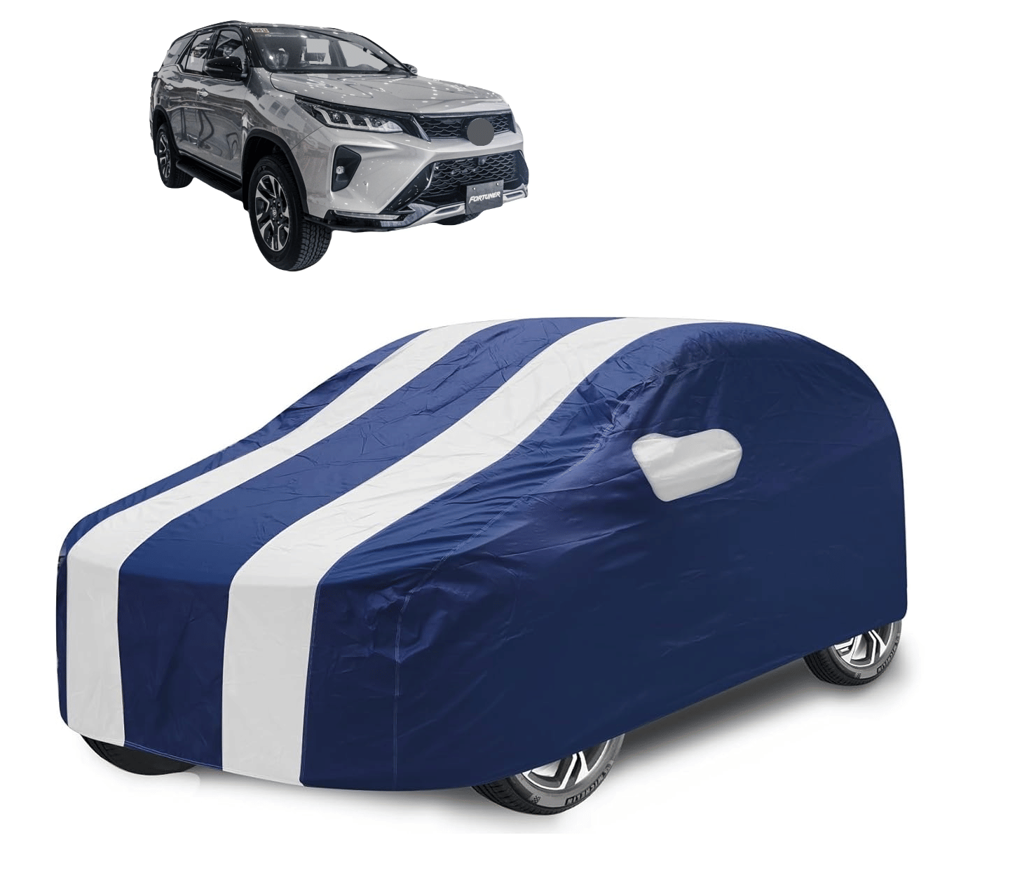     			Mockhe Car Body Cover for Toyota All Car Models With Mirror Pocket ( Pack of 1 ) , White