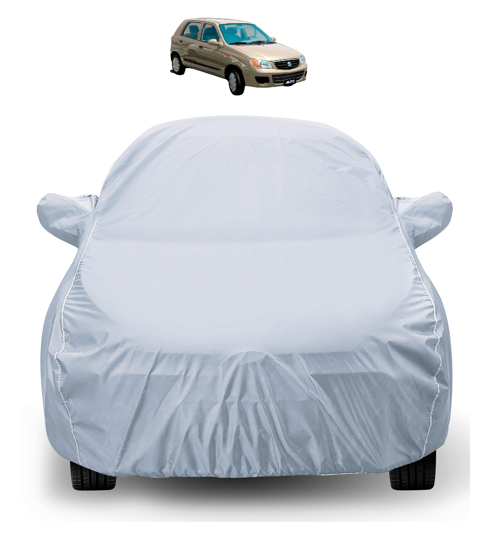     			Mockhe Car Body Cover for Maruti Suzuki All Car Models With Mirror Pocket ( Pack of 1 ) , Silver