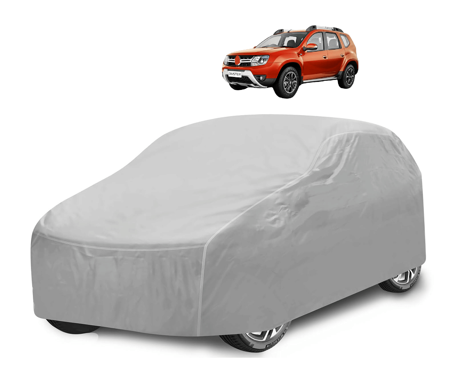 Mockhe Car Body Cover for Renault All Car Models With Mirror Pocket ( Pack of 1 ) , Silver