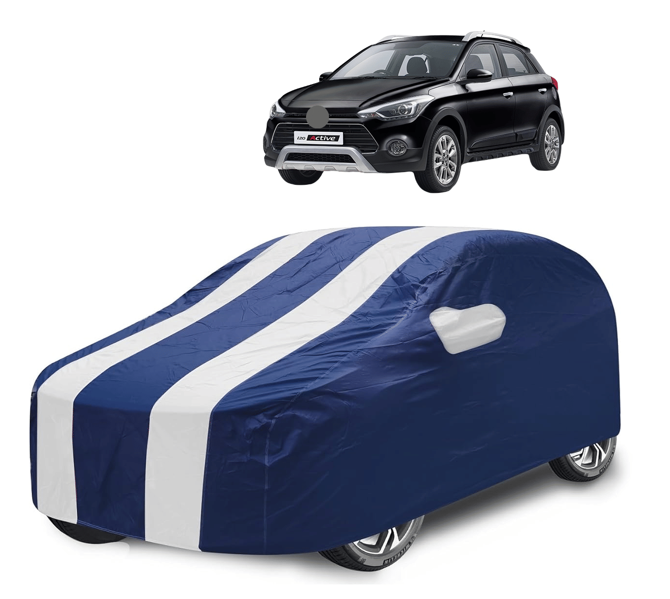     			Mockhe Car Body Cover for Hyundai All Car Models With Mirror Pocket ( Pack of 1 ) , White