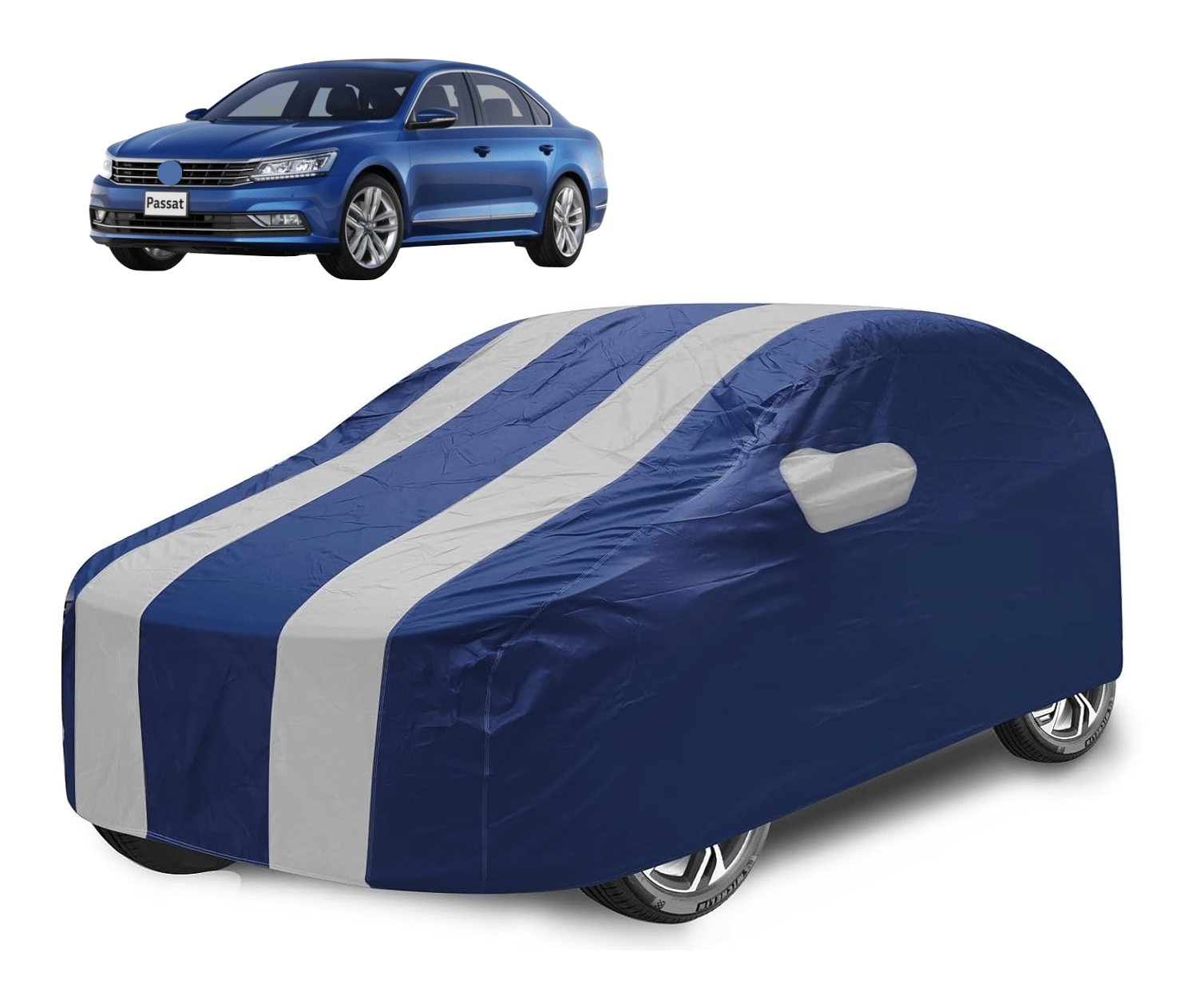     			Mockhe Car Body Cover for Volkswagen All Car Models With Mirror Pocket ( Pack of 1 ) , Silver