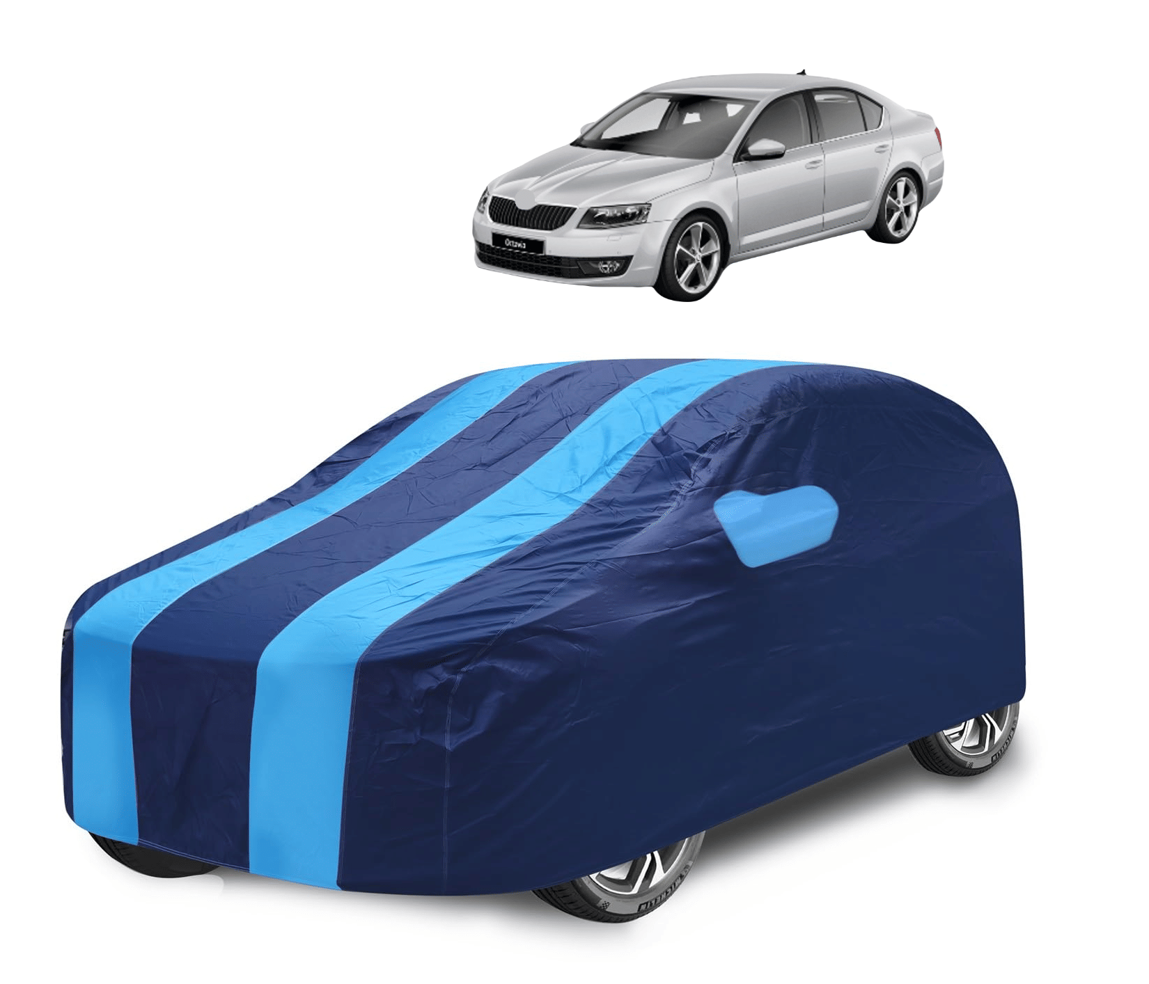     			Mockhe Car Body Cover for Skoda All Car Models With Mirror Pocket ( Pack of 1 ) , Blue