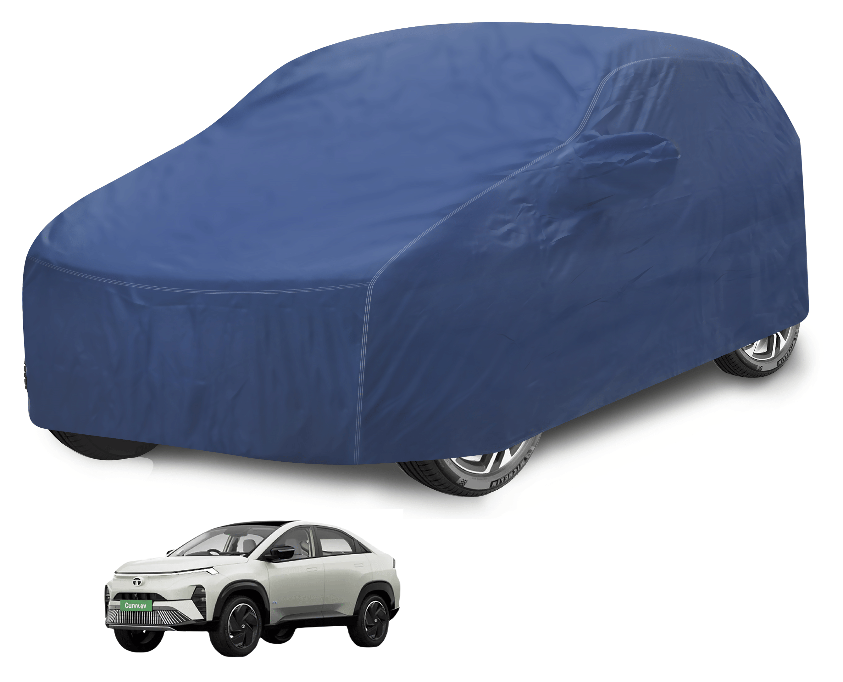     			Mockhe Car Body Cover for Tata All Car Models With Mirror Pocket ( Pack of 1 ) , Blue