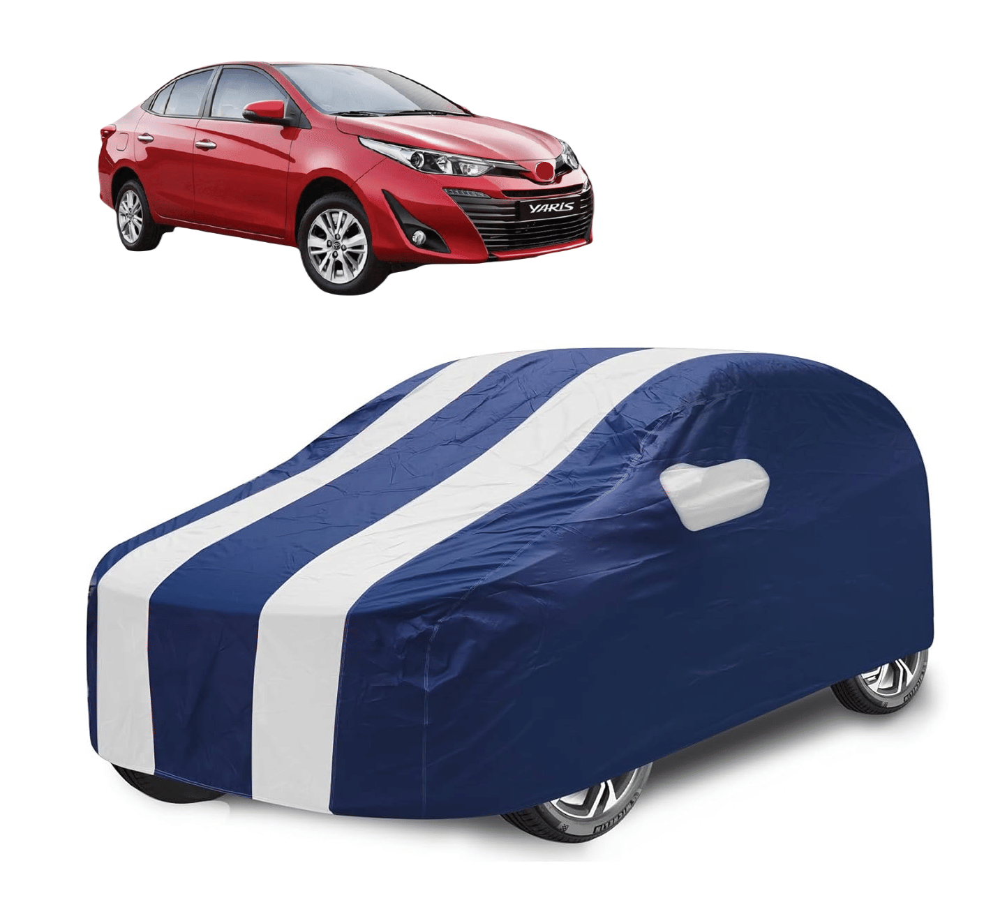     			Mockhe Car Body Cover for Toyota All Car Models With Mirror Pocket ( Pack of 1 ) , White
