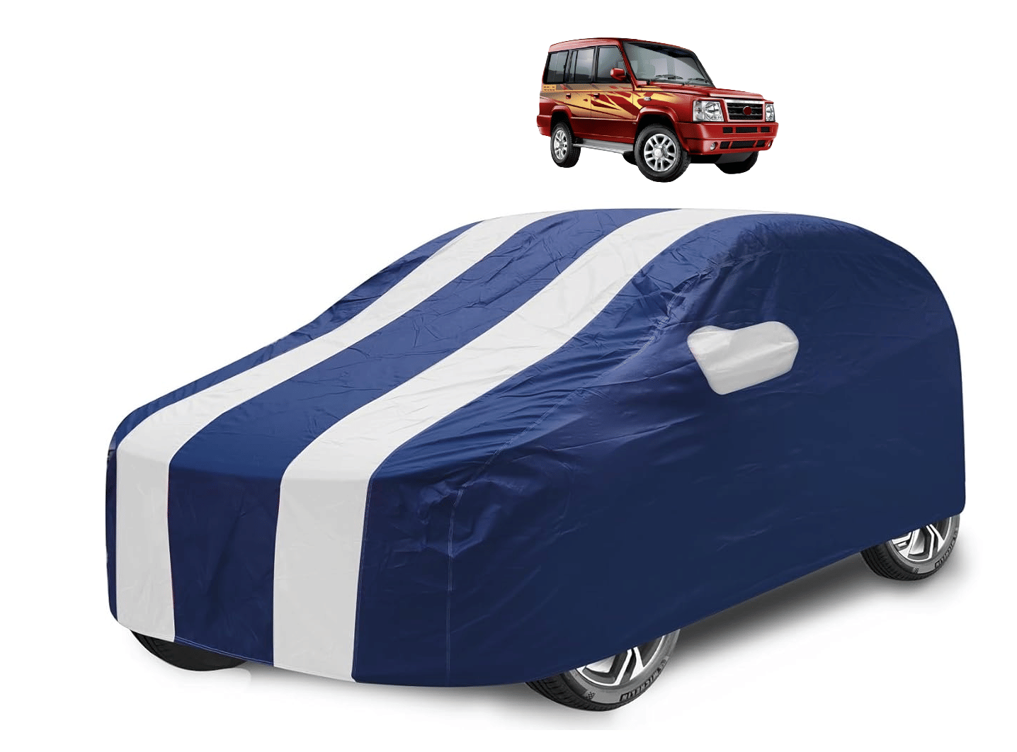     			Mockhe Car Body Cover for Tata All Car Models With Mirror Pocket ( Pack of 1 ) , White