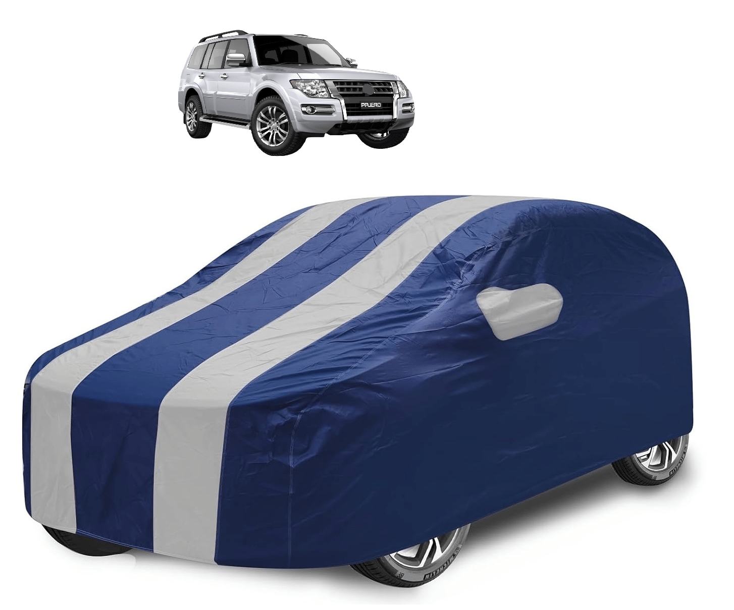     			Mockhe Car Body Cover for Mitsubishi All Car Models With Mirror Pocket ( Pack of 1 ) , Silver