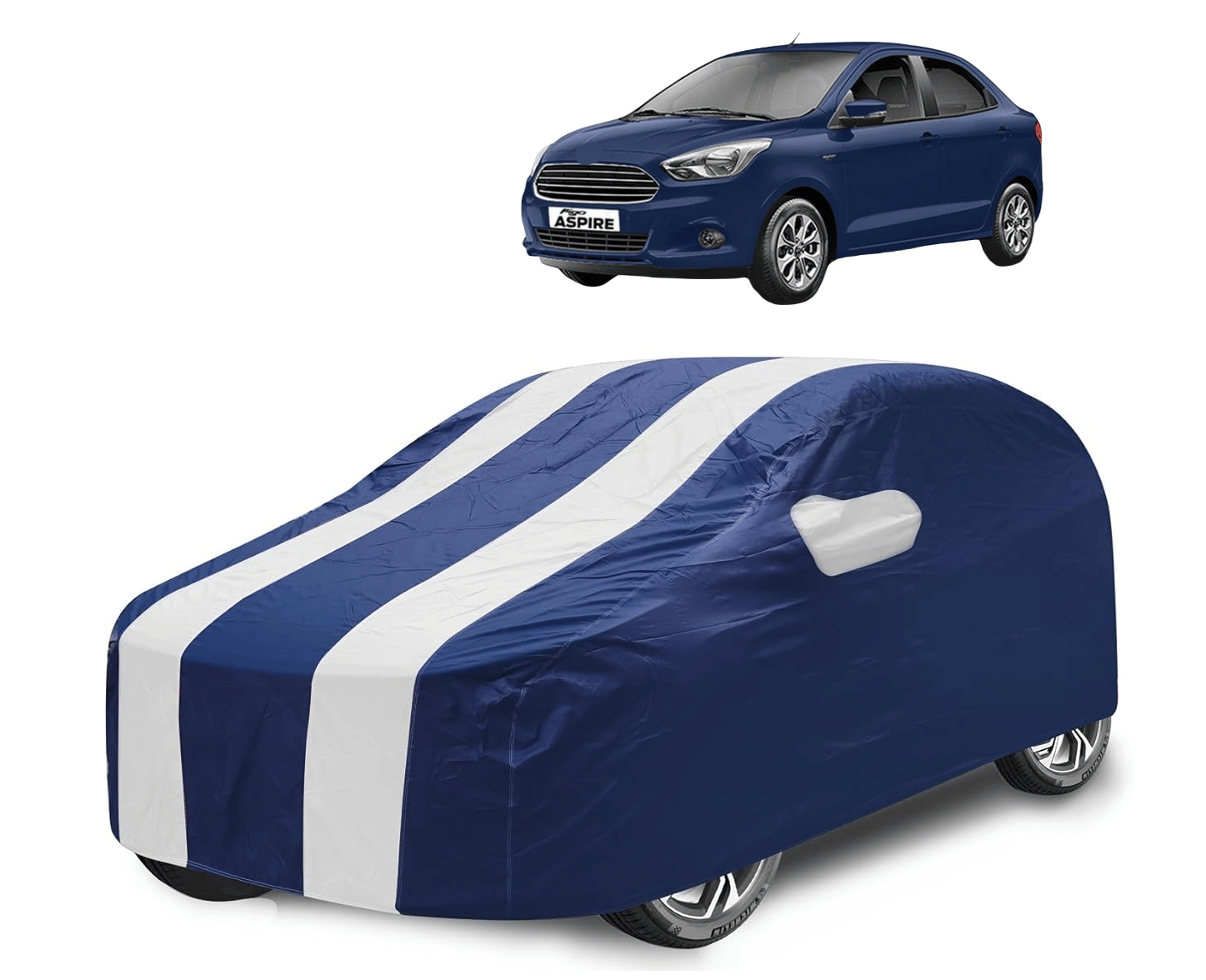     			Mockhe Car Body Cover for Ford All Car Models With Mirror Pocket ( Pack of 1 ) , White