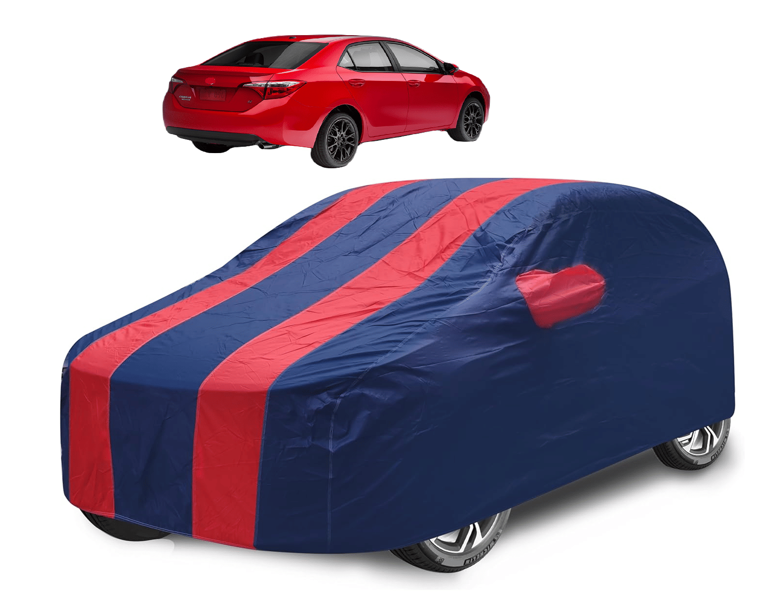     			Mockhe Car Body Cover for Toyota All Car Models With Mirror Pocket ( Pack of 1 ) , Red