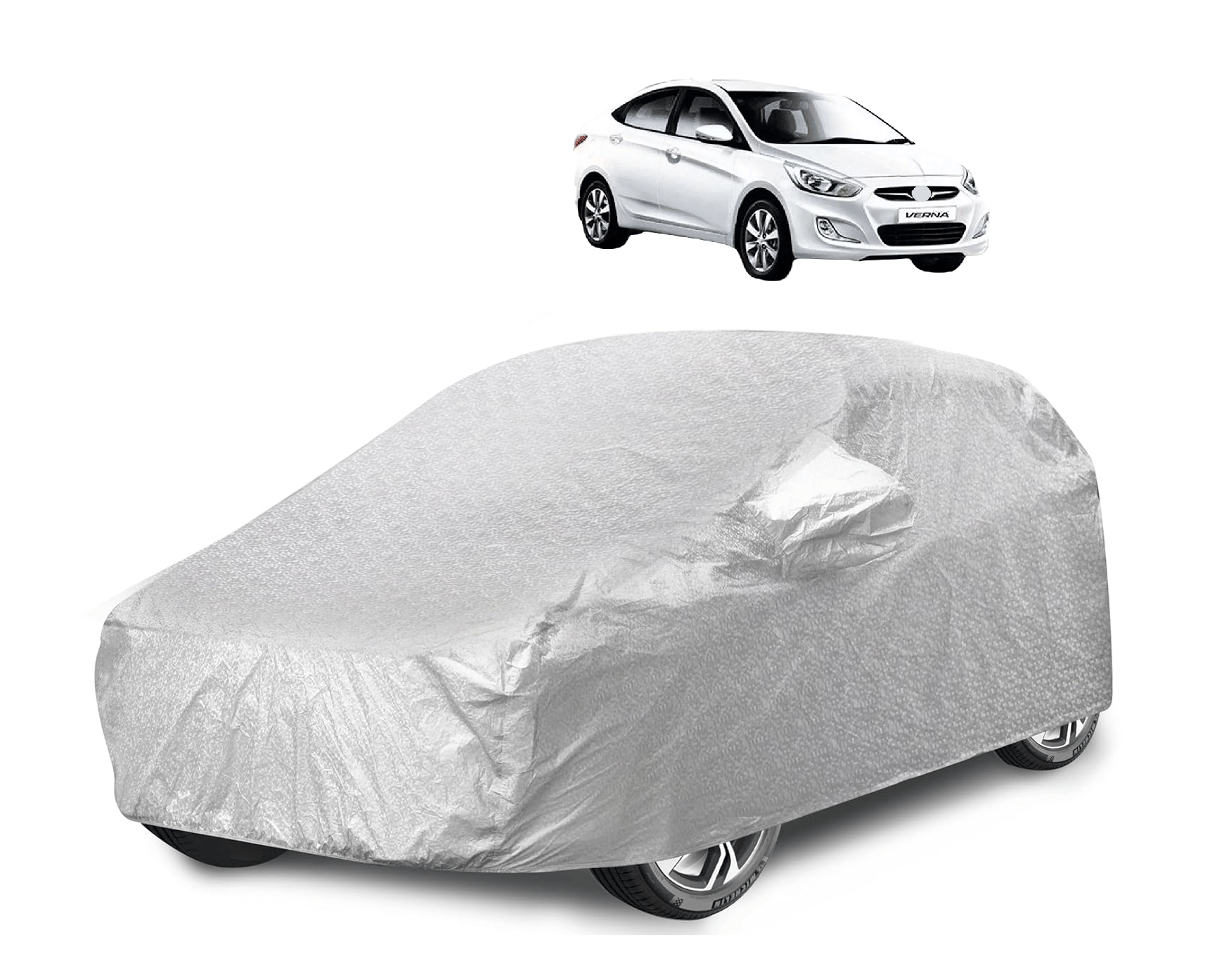     			Mockhe Car Body Cover for Hyundai All Car Models With Mirror Pocket ( Pack of 1 ) , Silver