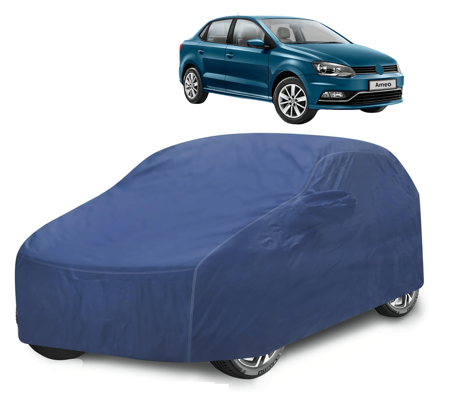     			Mockhe Car Body Cover for Volkswagen All Car Models With Mirror Pocket ( Pack of 1 ) , Blue